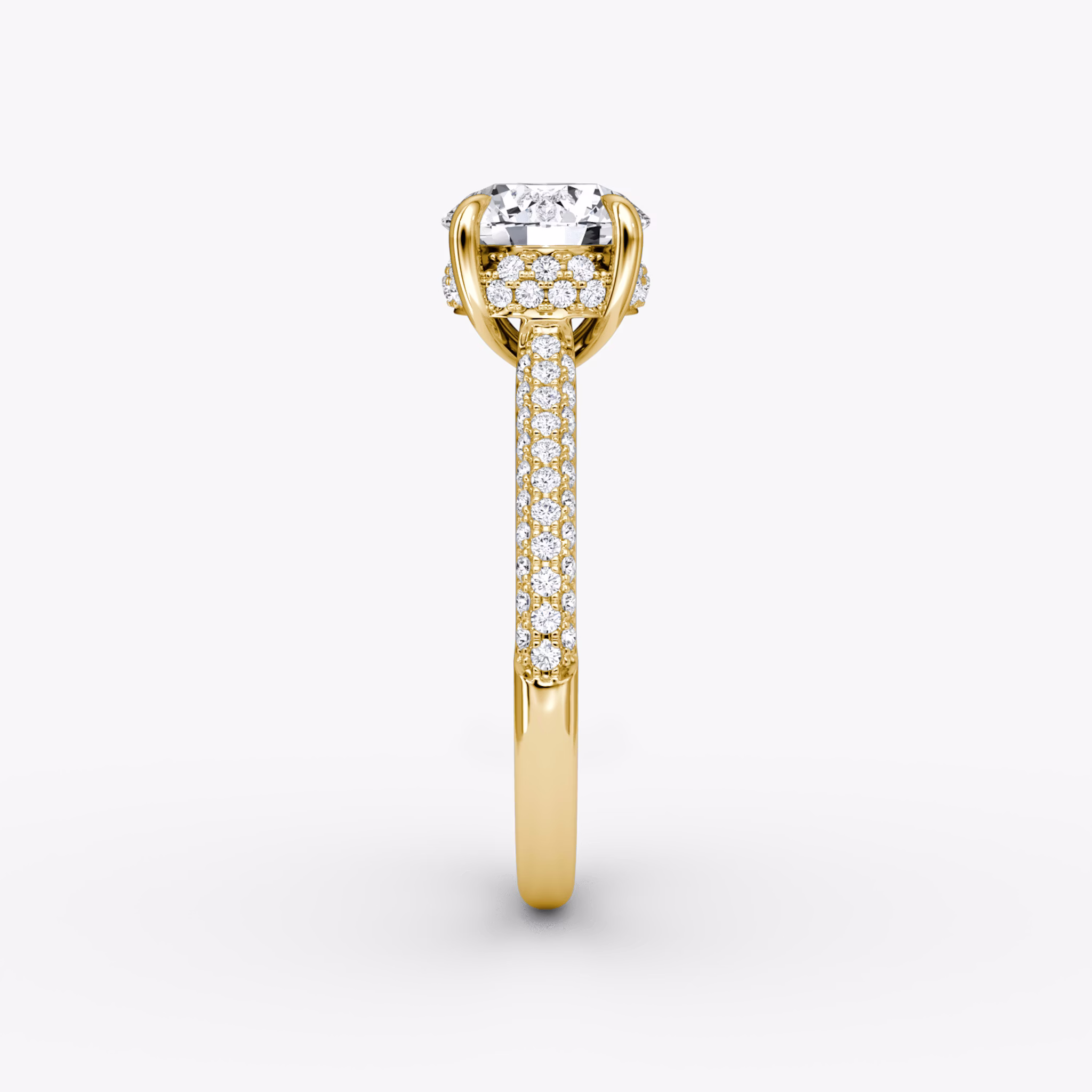The Regal Pavé Dome | Round Brilliant | 18k | Yellow Gold | bandAccent: Pavé | caratWeight: 2.0ct | diamondOrientation: vertical