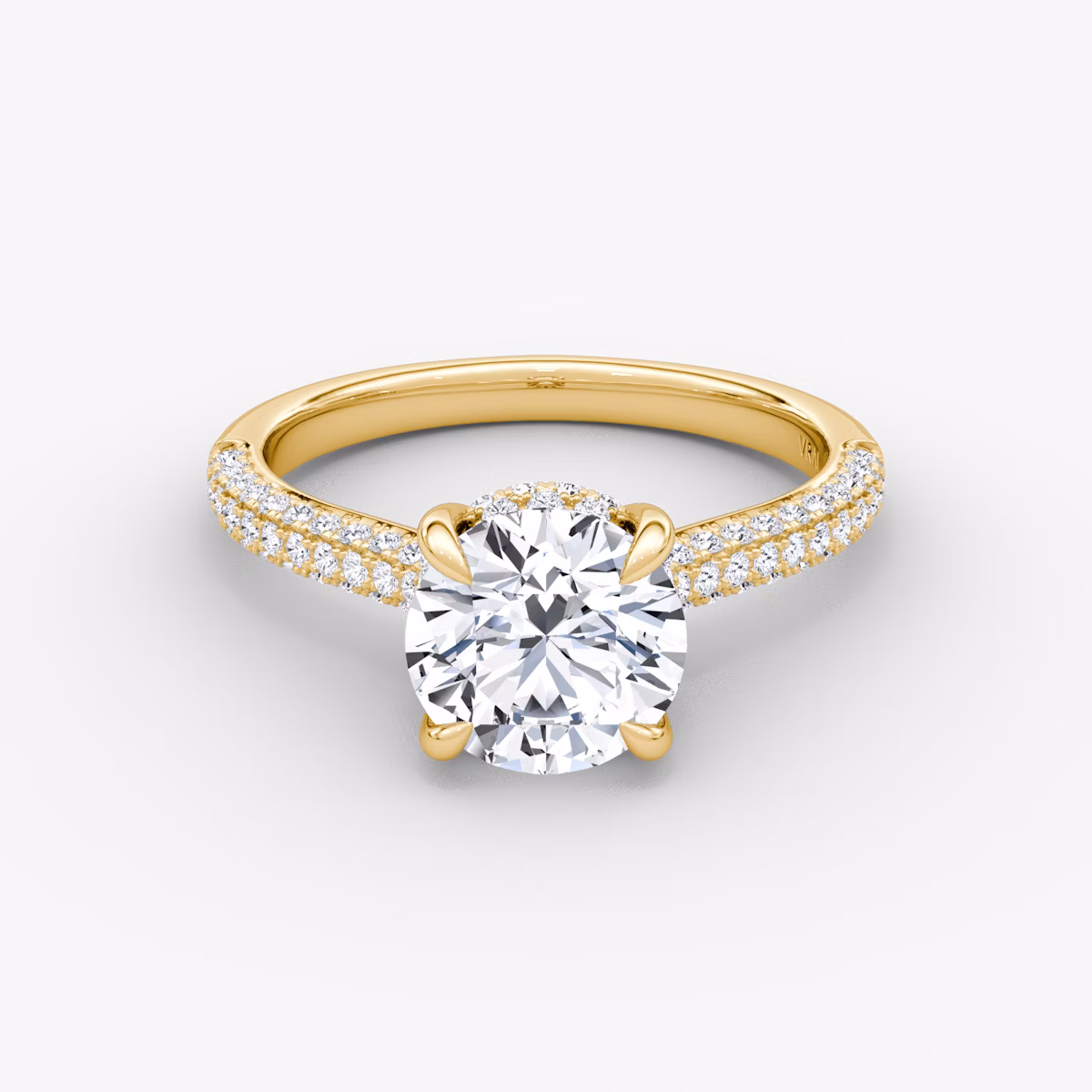 The Regal Pavé Dome | Round Brilliant | 18k | Yellow Gold | bandAccent: Pavé | caratWeight: other | diamondOrientation: vertical