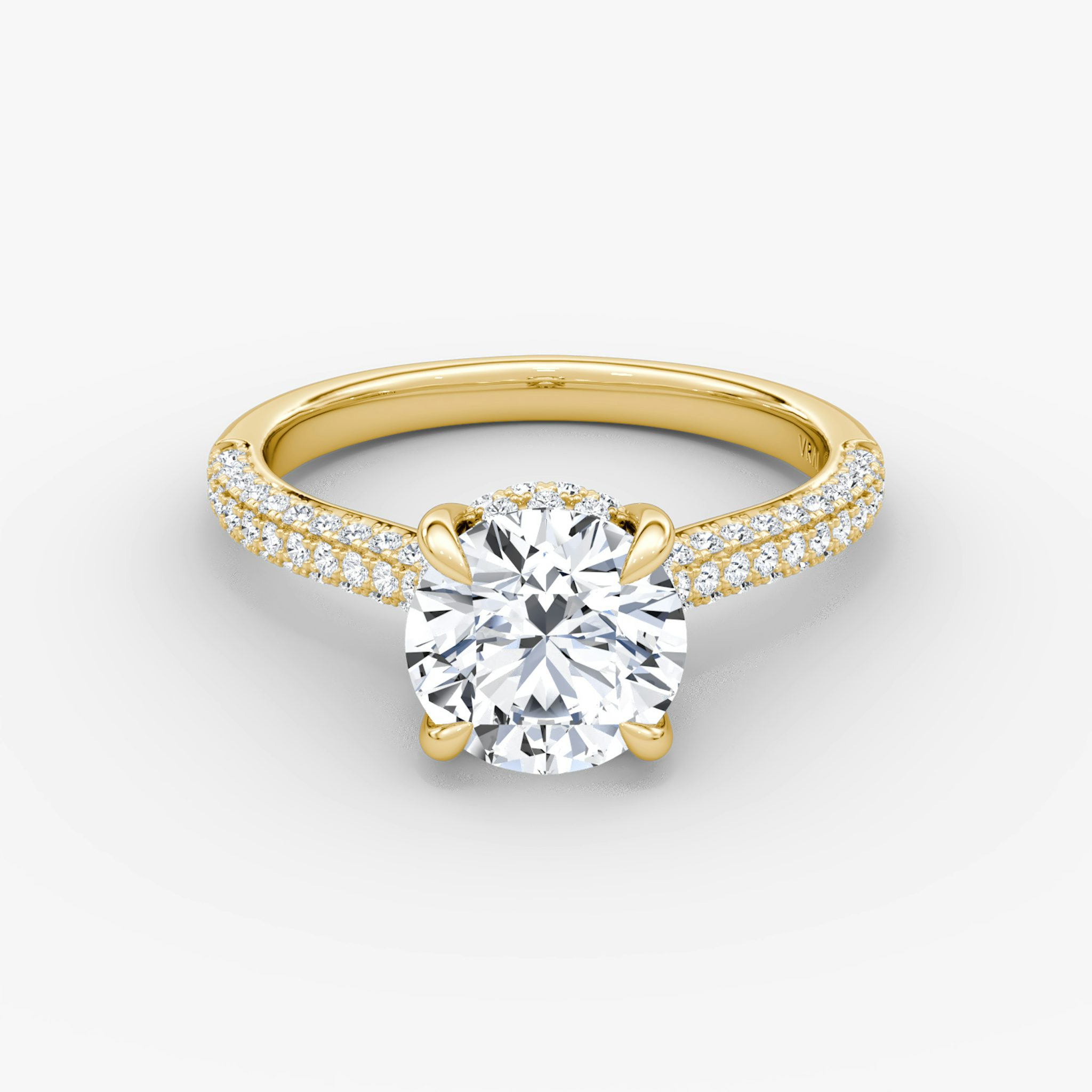 The Regal Pavé Dome | Round Brilliant | 18k | Yellow Gold | bandAccent: Pavé | caratWeight: 1.5ct | diamondOrientation: vertical