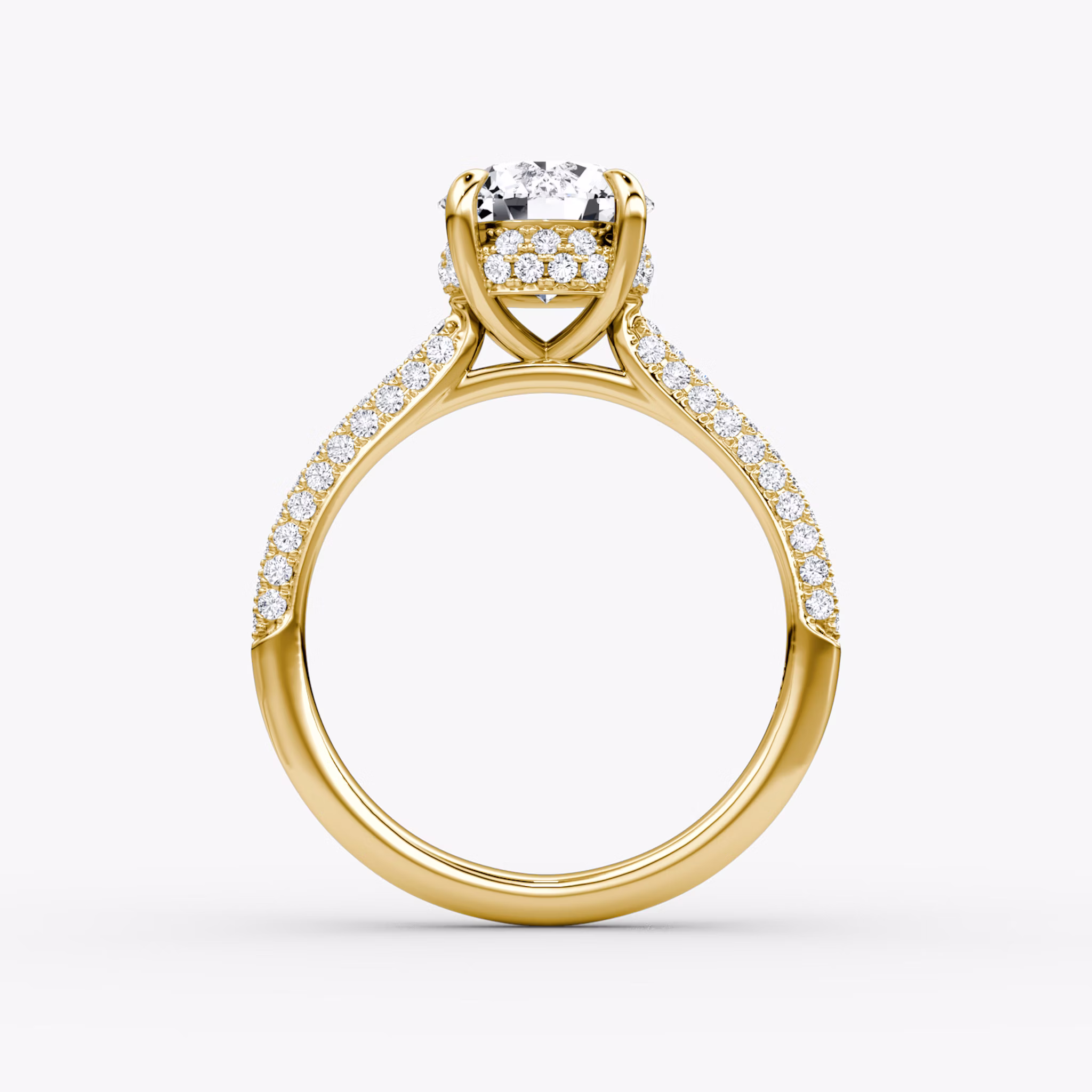 The Regal Pavé Dome | Round Brilliant | 18k | Yellow Gold | bandAccent: Pavé | caratWeight: 1.5ct | diamondOrientation: vertical