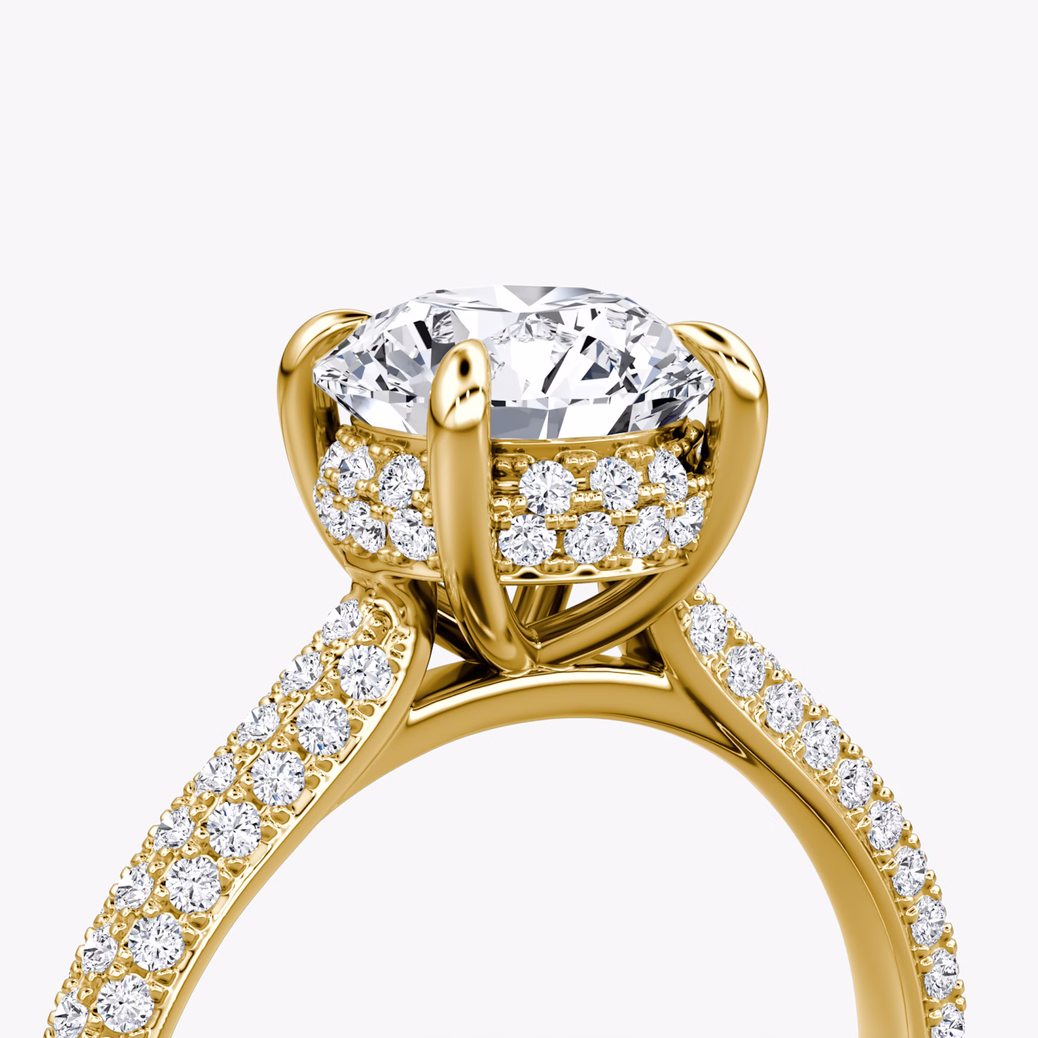 The Regal Pavé Dome | Round Brilliant | 18k | Yellow Gold | bandAccent: Pavé | caratWeight: 1.5ct | diamondOrientation: vertical