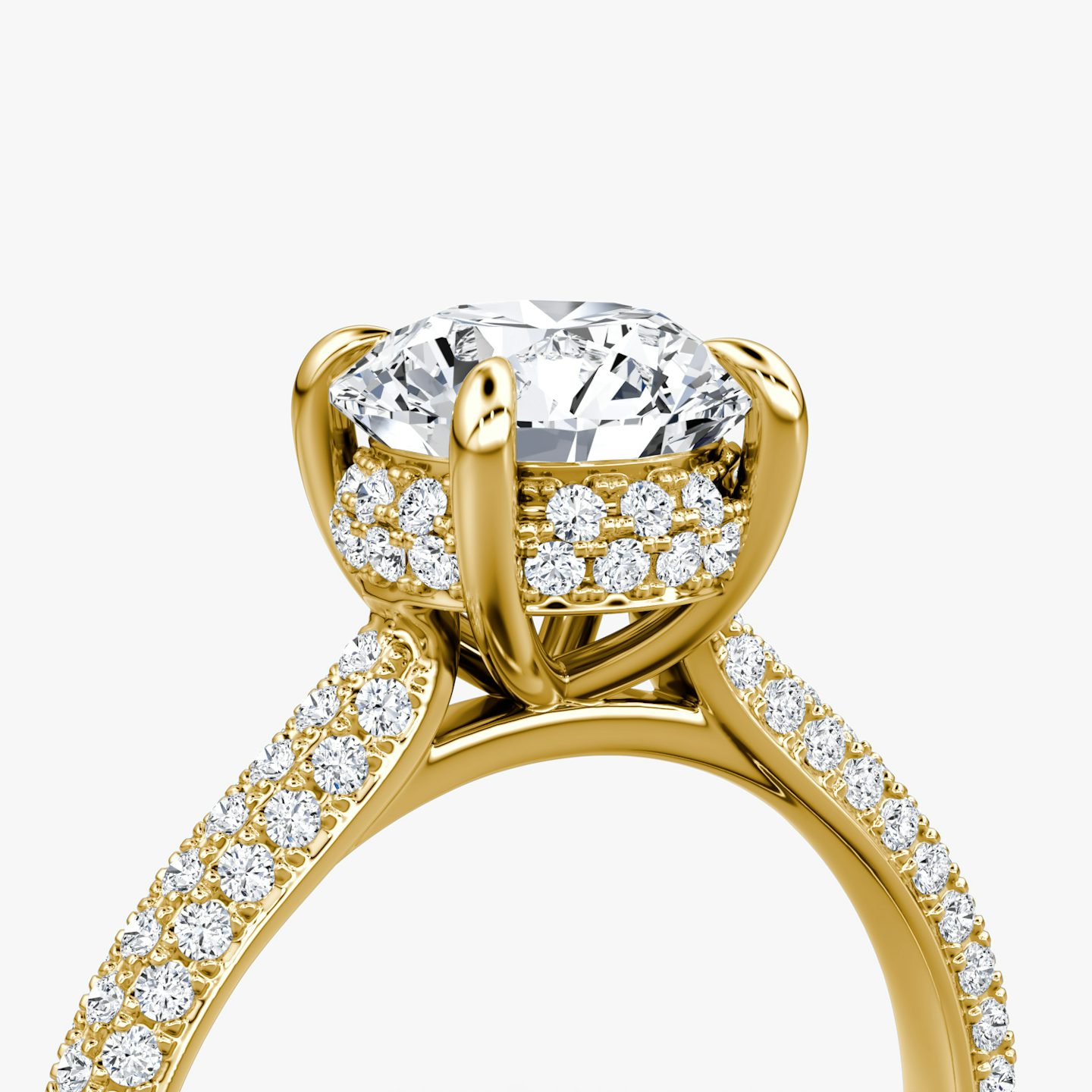 The Regal Pavé Dome | Round Brilliant | 18k | Yellow Gold | bandAccent: Pavé | caratWeight: 1.5ct | diamondOrientation: vertical