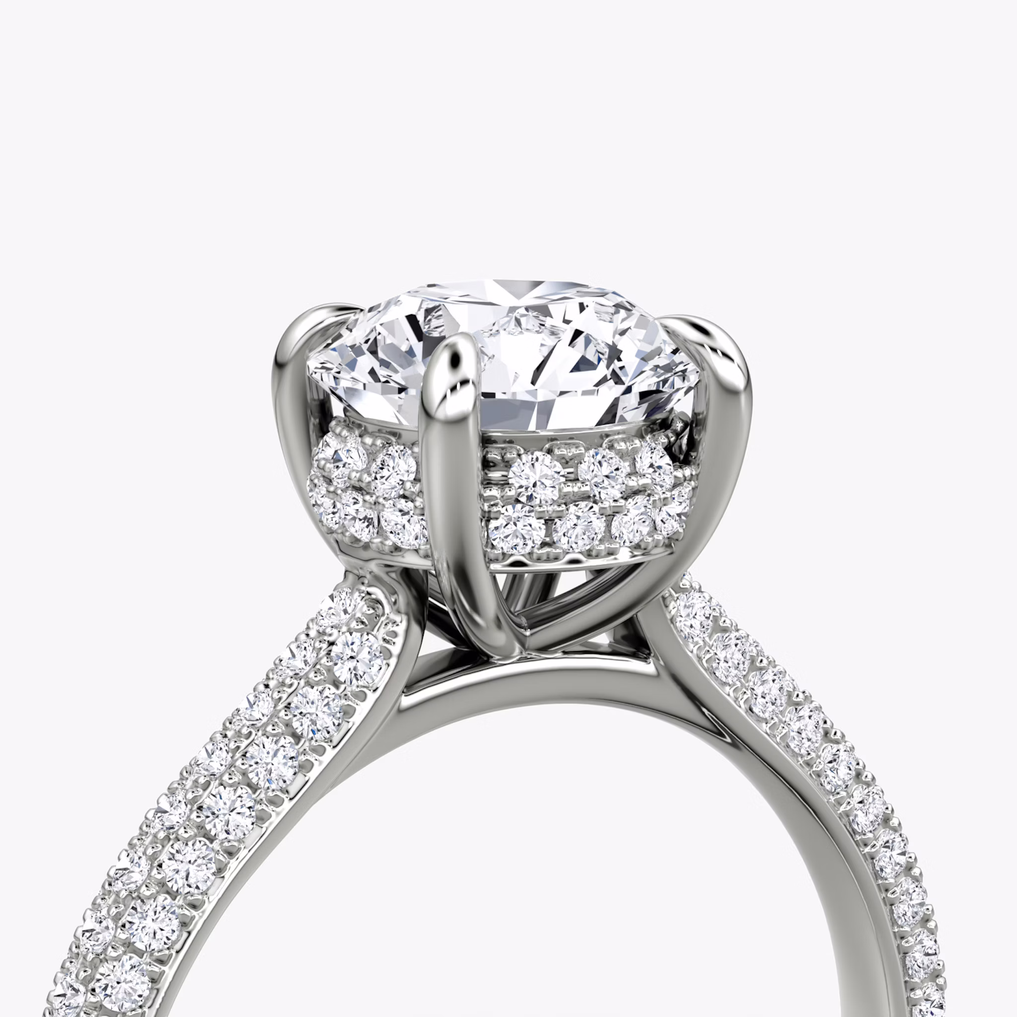 The Regal Pavé Dome | Round Brilliant | 18k | White Gold | bandAccent: Pavé | caratWeight: 1.5ct | diamondOrientation: vertical