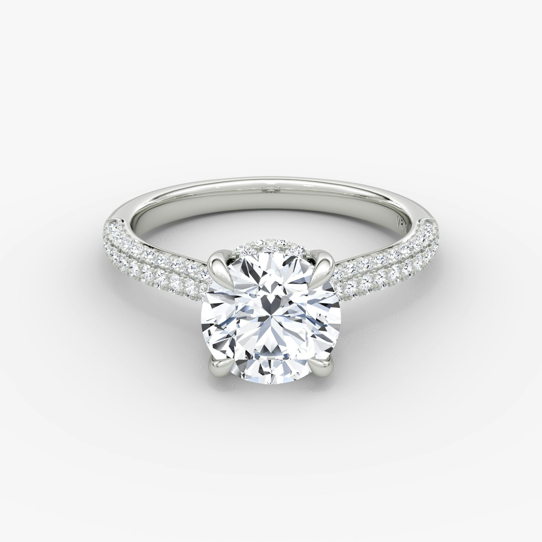 The Regal Pavé Dome | Round Brilliant | 18k | White Gold | bandAccent: Pavé | caratWeight: 1.5ct | diamondOrientation: vertical