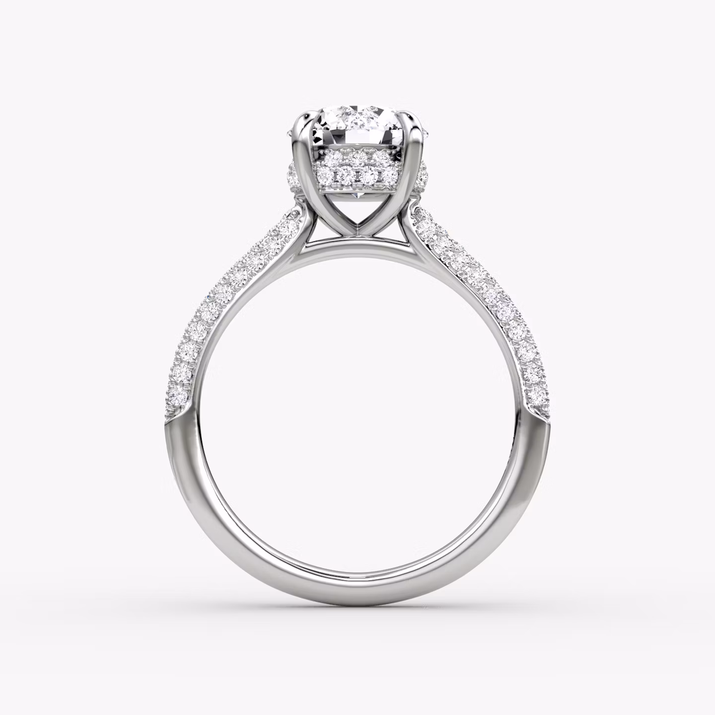 The Regal Pavé Dome | Round Brilliant | 18k | White Gold | bandAccent: Pavé | caratWeight: other | diamondOrientation: vertical