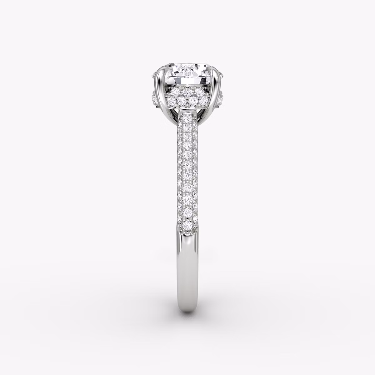 The Regal Pavé Dome | Round Brilliant | 18k | White Gold | bandAccent: Pavé | caratWeight: other | diamondOrientation: vertical
