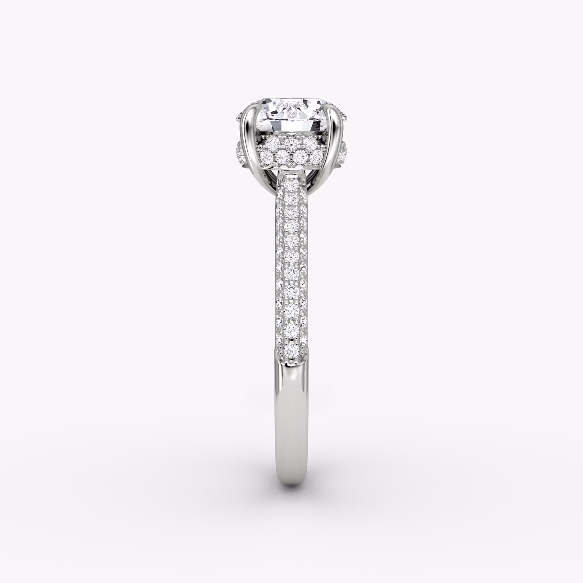 The Regal Pavé Dome | Round Brilliant | 18k | White Gold | bandAccent: Pavé | caratWeight: other | diamondOrientation: vertical
