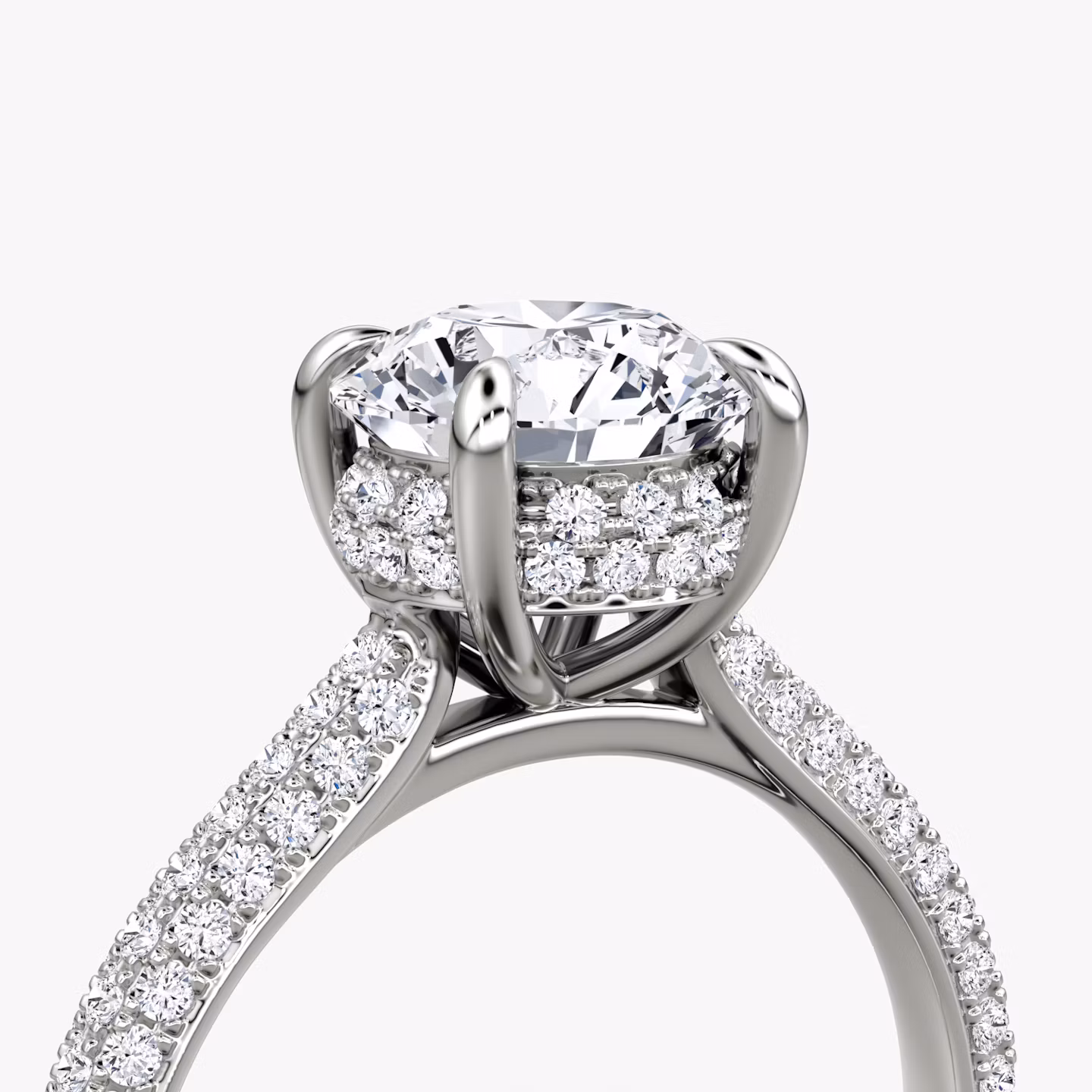 The Regal Pavé Dome | Round Brilliant | 18k | White Gold | bandAccent: Pavé | caratWeight: other | diamondOrientation: vertical
