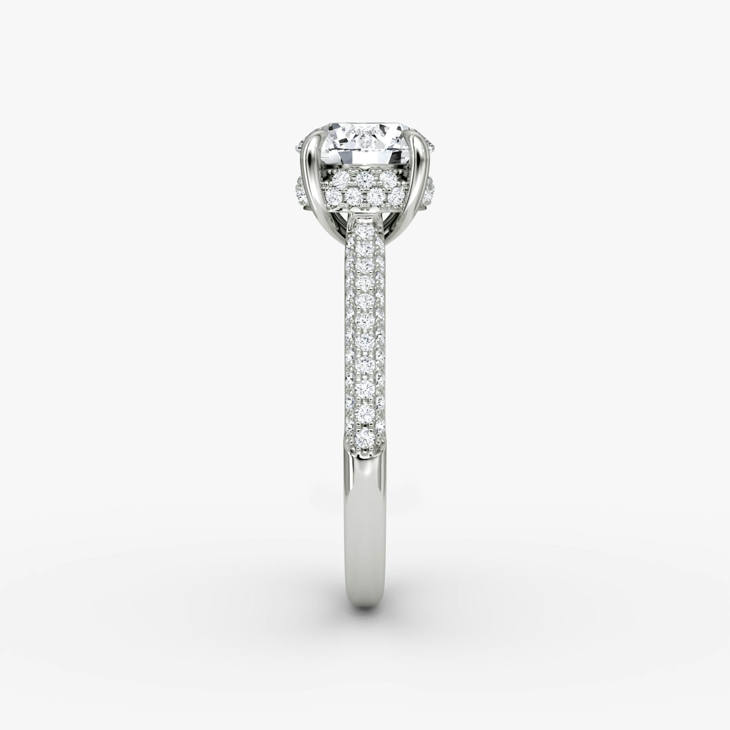 The Regal Pavé Dome | Round Brilliant | Platinum | bandAccent: Pavé | caratWeight: 1.5ct | diamondOrientation: vertical