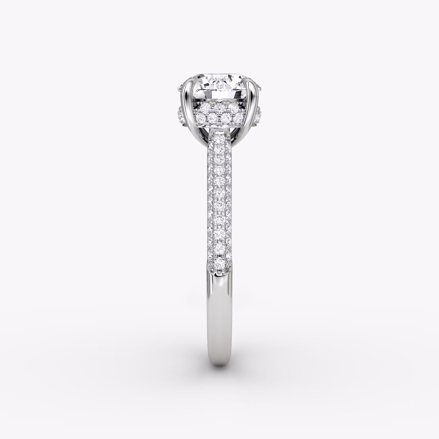 The Regal Pavé Dome | Round Brilliant | Platinum | bandAccent: Pavé | caratWeight: 2.0ct | diamondOrientation: vertical