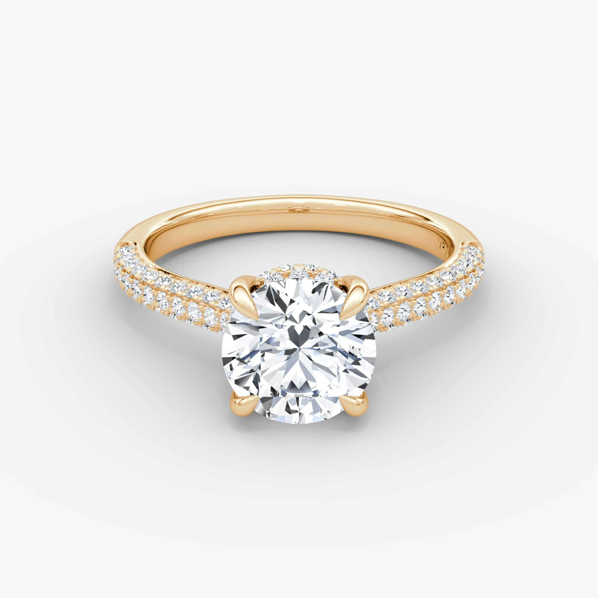 The Regal Pavé Dome | Round Brilliant | 14k | Rose Gold | bandAccent: Pavé | caratWeight: 1.5ct | diamondOrientation: vertical
