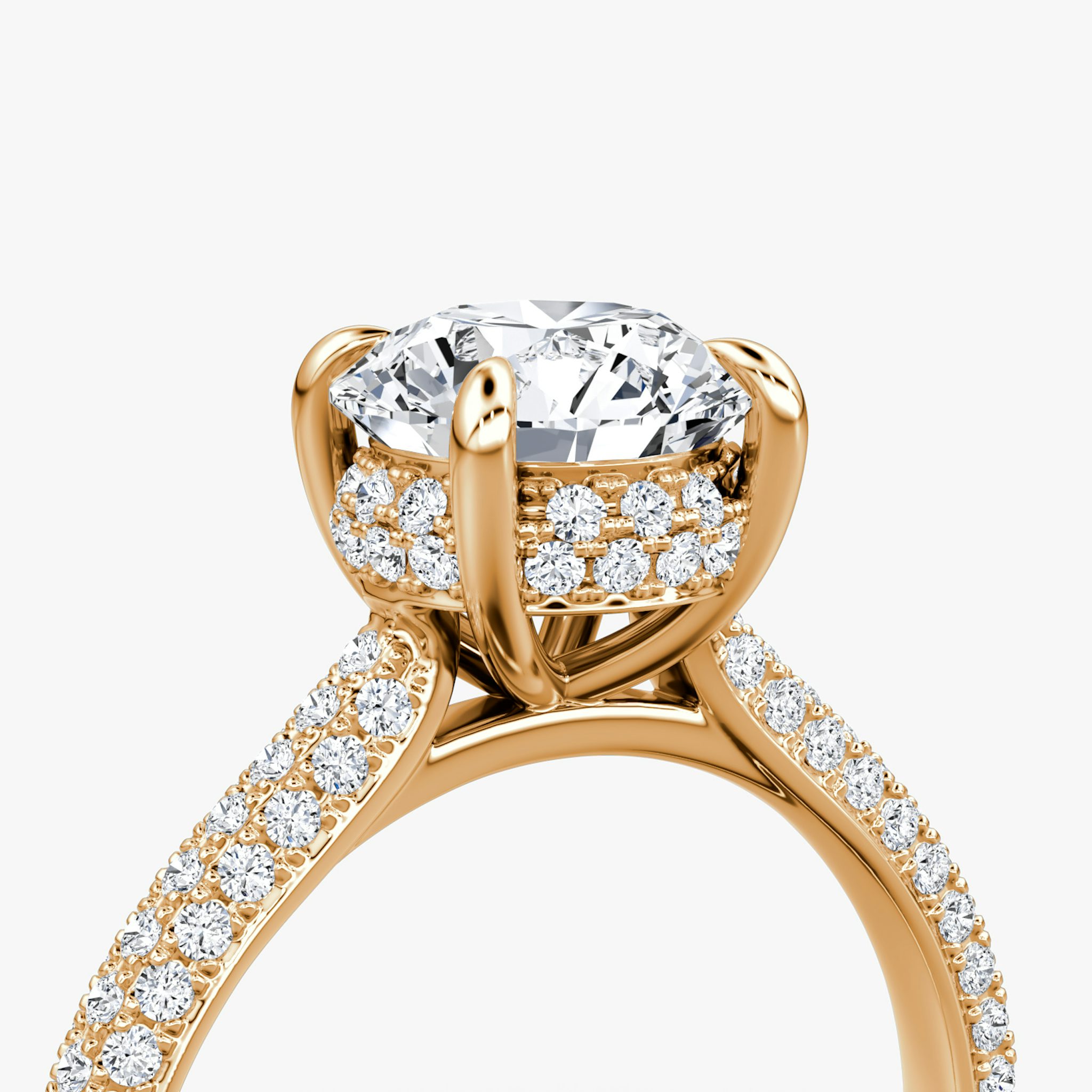 The Regal Pavé Dome | Round Brilliant | 14k | Rose Gold | bandAccent: Pavé | caratWeight: 1.5ct | diamondOrientation: vertical