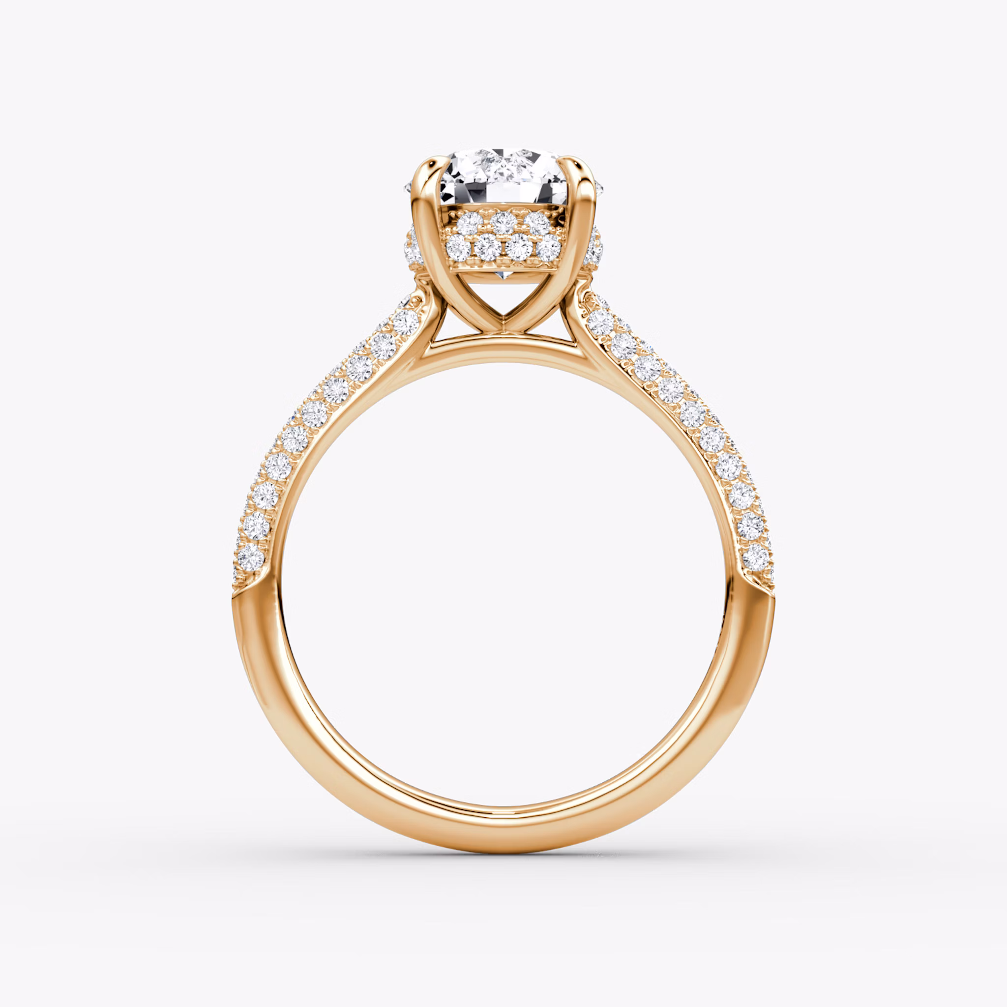 The Regal Pavé Dome | Round Brilliant | 14k | Rose Gold | bandAccent: Pavé | caratWeight: 1.5ct | diamondOrientation: vertical