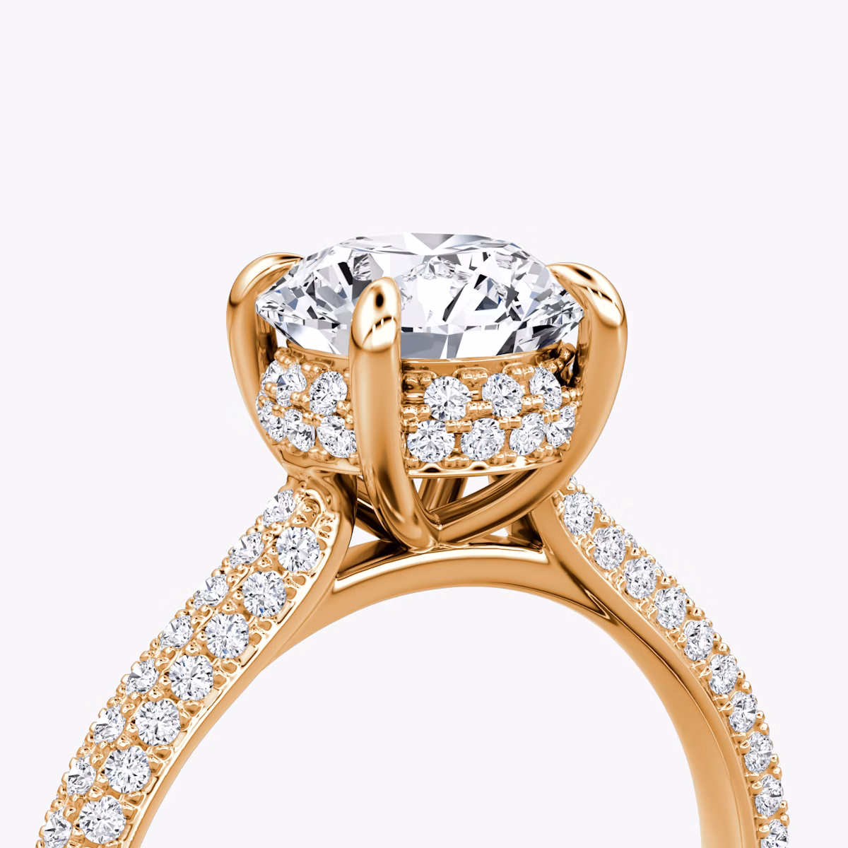 The Regal Pavé Dome | Round Brilliant | 14k | Rose Gold | bandAccent: Pavé | caratWeight: 1.0ct | diamondOrientation: vertical