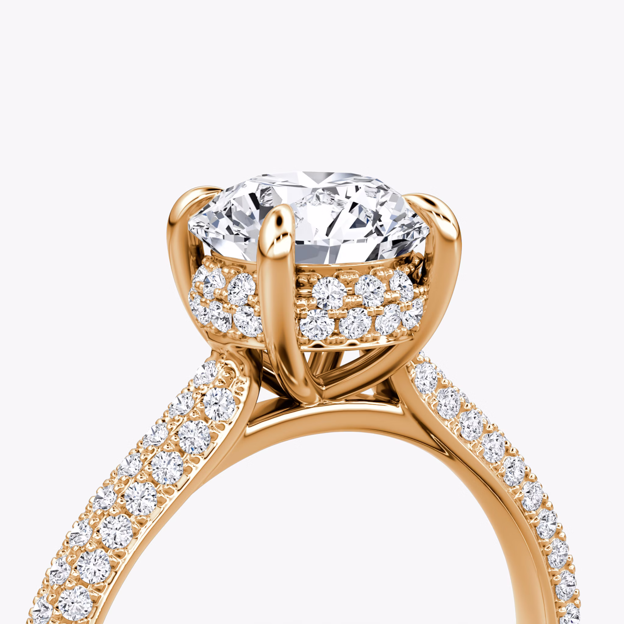 The Regal Pavé Dome | Round Brilliant | 14k | Rose Gold | bandAccent: Pavé | caratWeight: 1.0ct | diamondOrientation: vertical