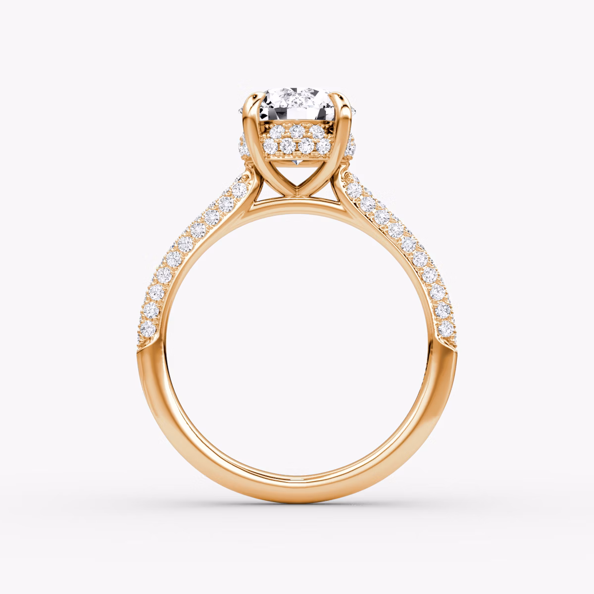 The Regal Pavé Dome | Round Brilliant | 14k | Rose Gold | bandAccent: Pavé | caratWeight: 1.0ct | diamondOrientation: vertical