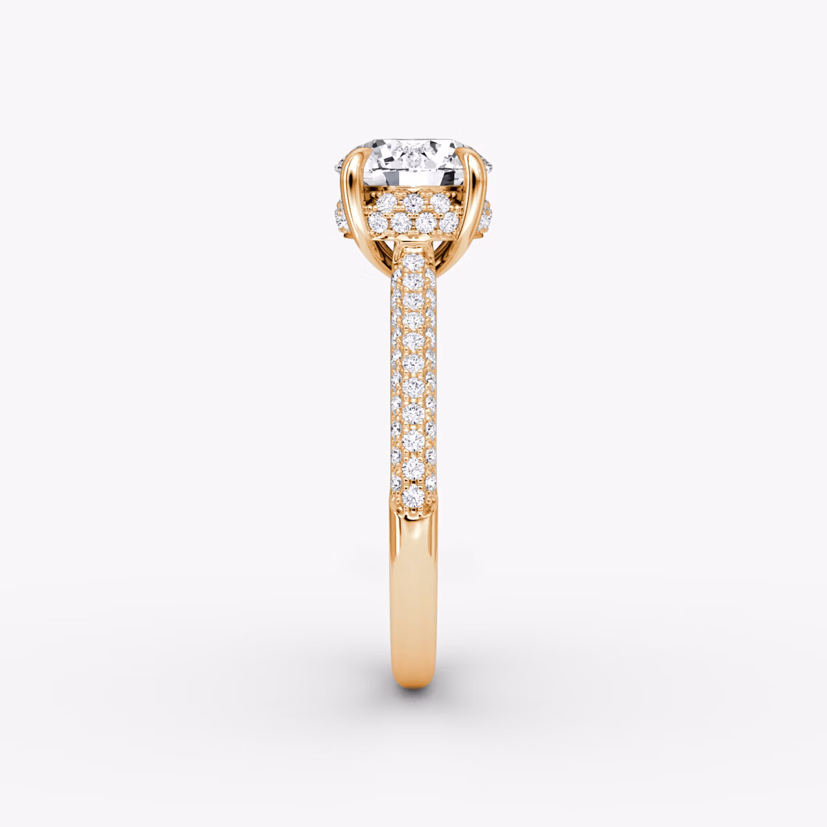 The Regal Pavé Dome | Round Brilliant | 14k | Rose Gold | bandAccent: Pavé | caratWeight: other | diamondOrientation: vertical