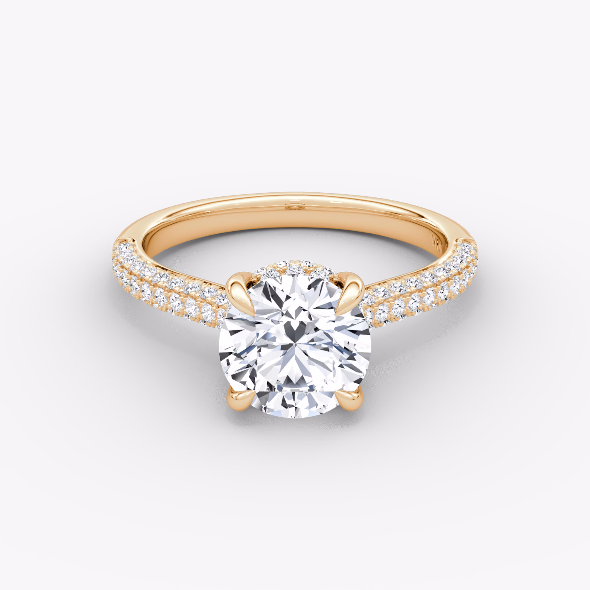 The Regal Pavé Dome | Round Brilliant | 14k | Rose Gold | bandAccent: Pavé | caratWeight: other | diamondOrientation: vertical