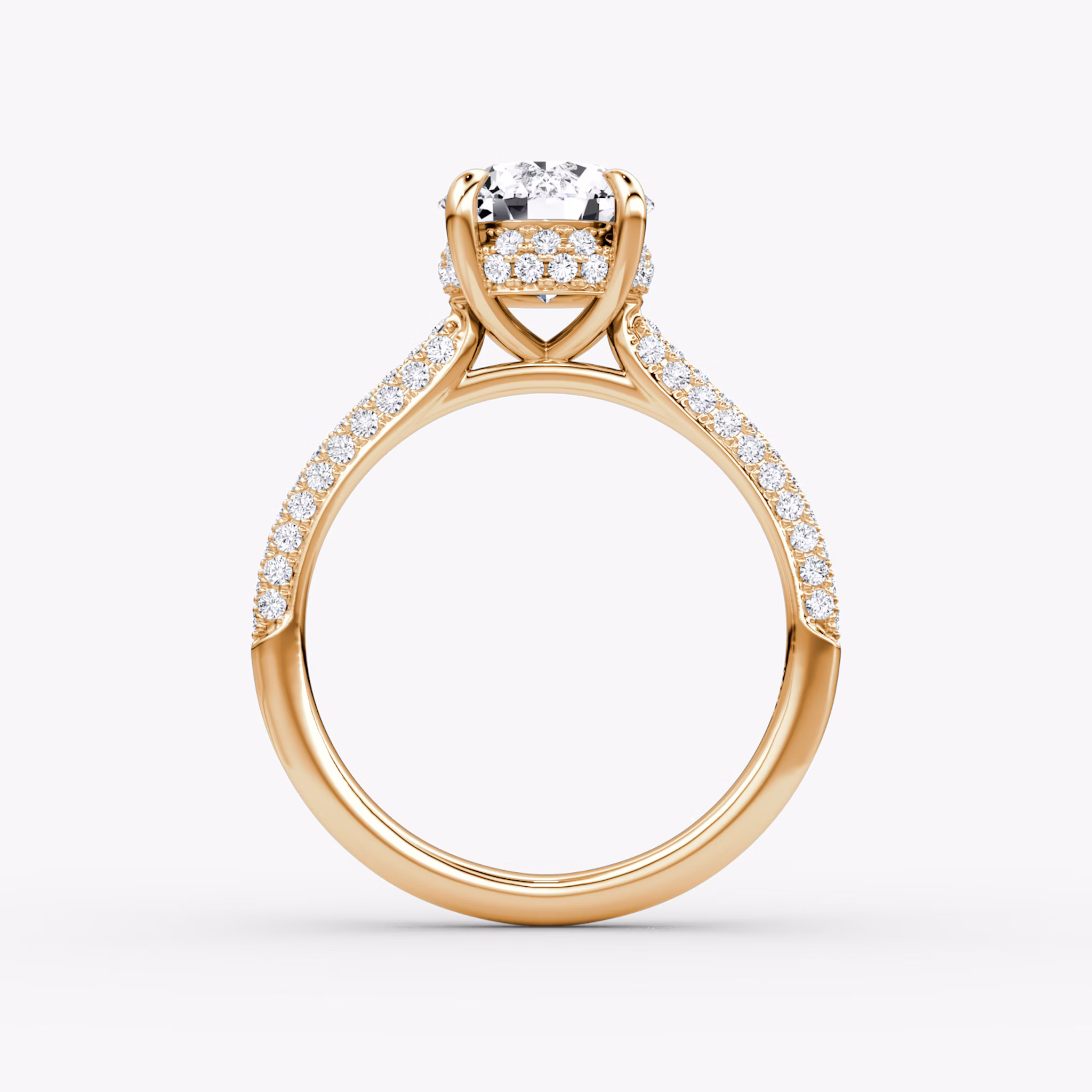 The Regal Pavé Dome | Round Brilliant | 14k | Rose Gold | bandAccent: Pavé | caratWeight: other | diamondOrientation: vertical