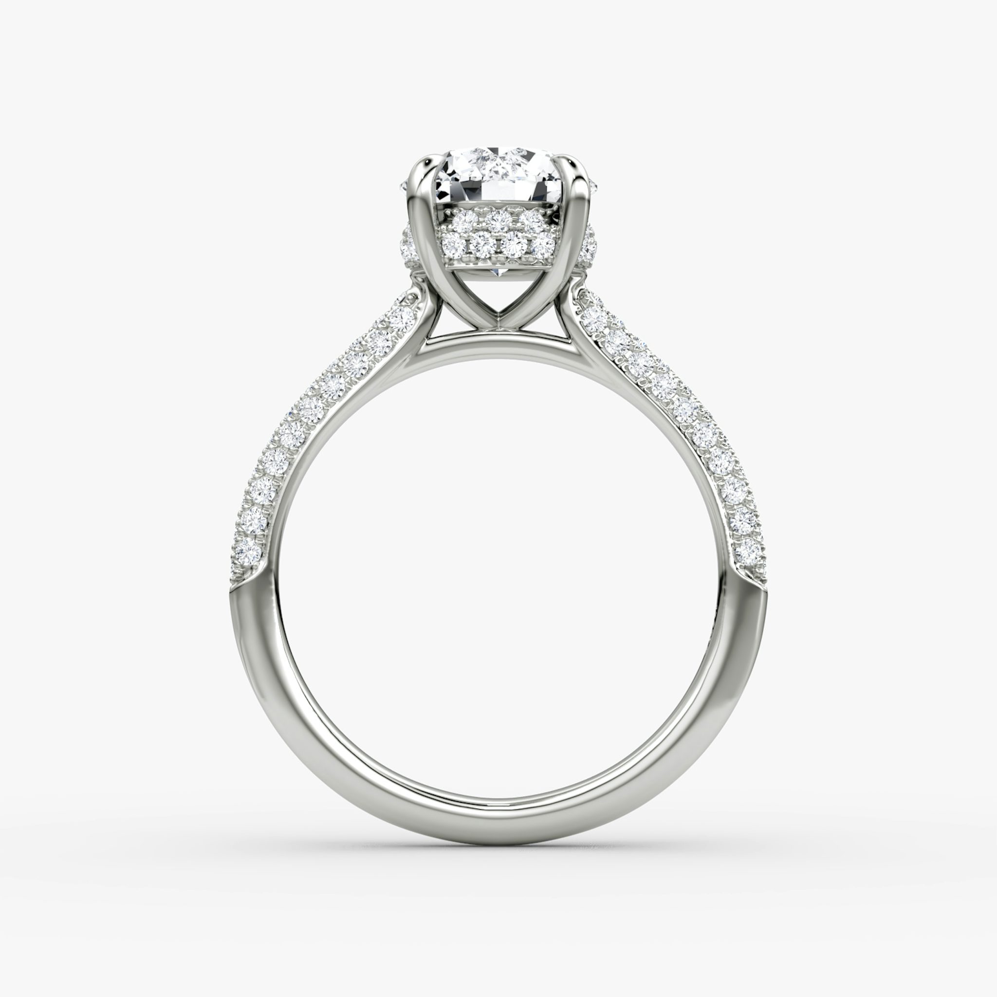 The Regal Pavé Dome | Round Brilliant | Platinum | bandAccent: Pavé | caratWeight: 1.0ct | diamondOrientation: vertical