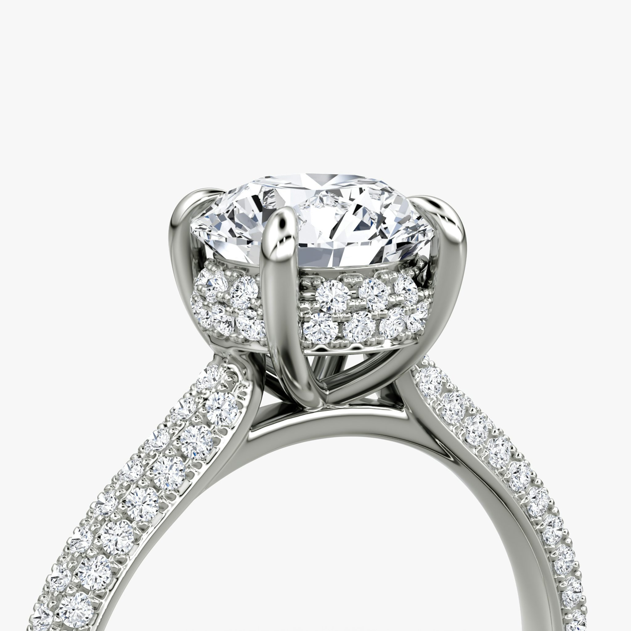 The Regal Pavé Dome | Round Brilliant | Platinum | bandAccent: Pavé | caratWeight: 1.0ct | diamondOrientation: vertical