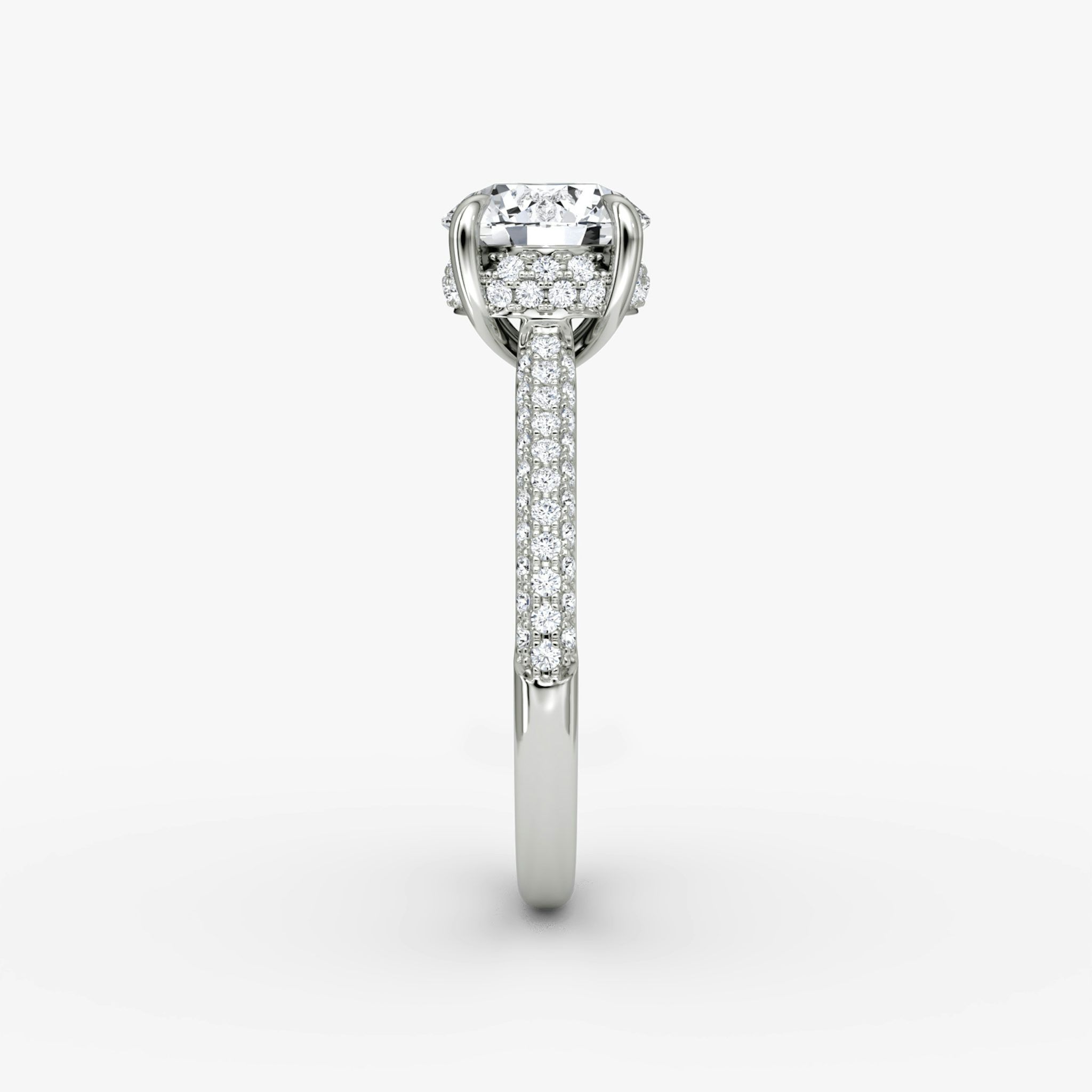 The Regal Pavé Dome | Round Brilliant | Platinum | bandAccent: Pavé | caratWeight: other | diamondOrientation: vertical