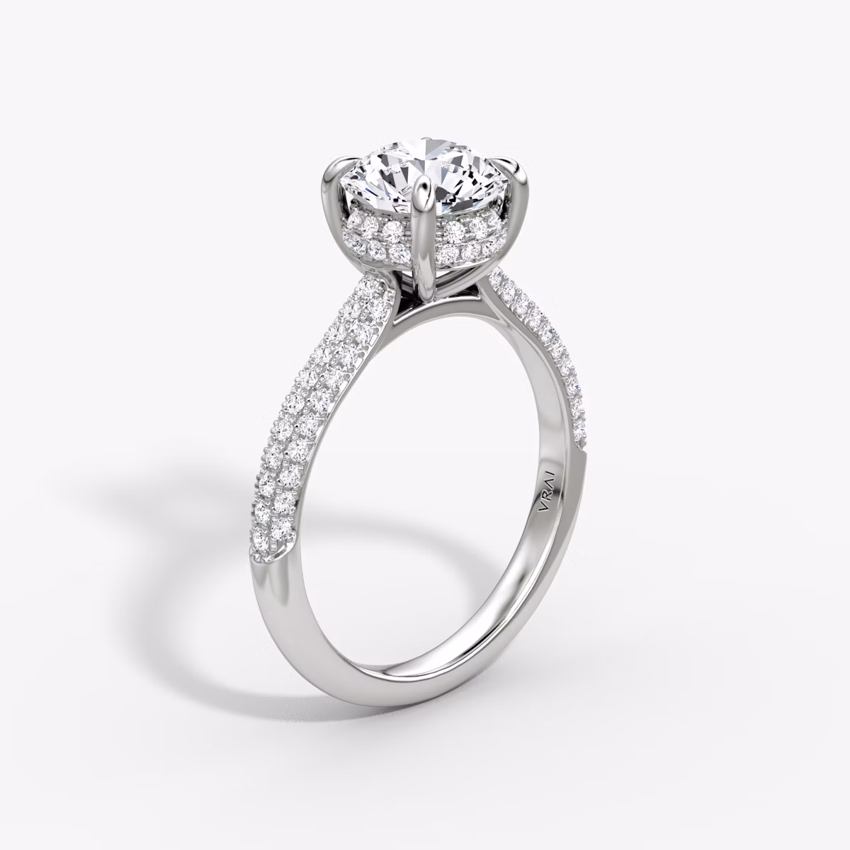 The Regal Pavé Dome | Round Brilliant | Platinum | bandAccent: Pavé | caratWeight: other | diamondOrientation: vertical