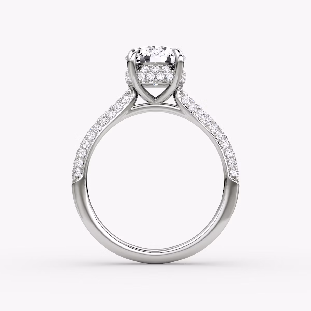 The Regal Pavé Dome | Round Brilliant | Platinum | bandAccent: Pavé | caratWeight: other | diamondOrientation: vertical