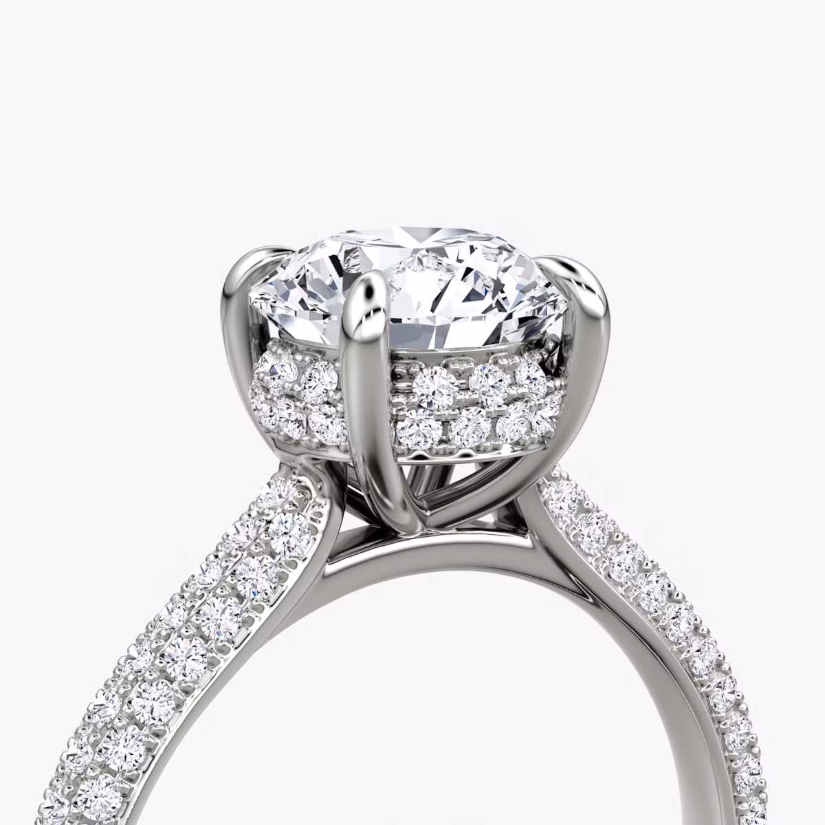 The Regal Pavé Dome | Round Brilliant | Platinum | bandAccent: Pavé | caratWeight: other | diamondOrientation: vertical