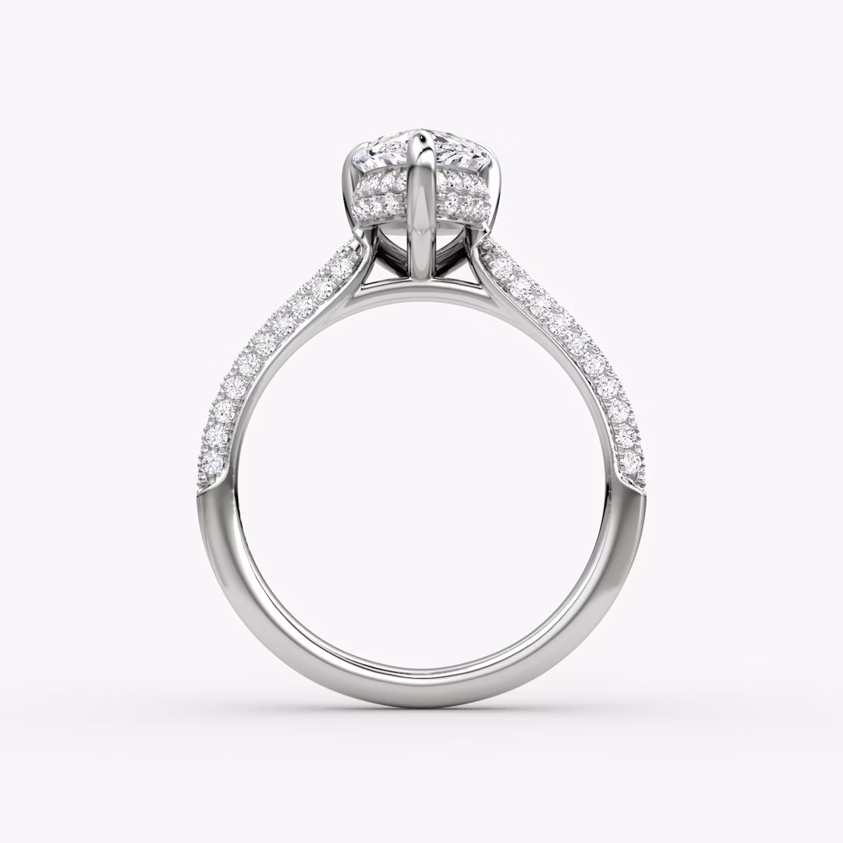The Regal Pavé Dome | Pear | Platinum | bandAccent: Pavé | diamondOrientation: vertical | caratWeight: other