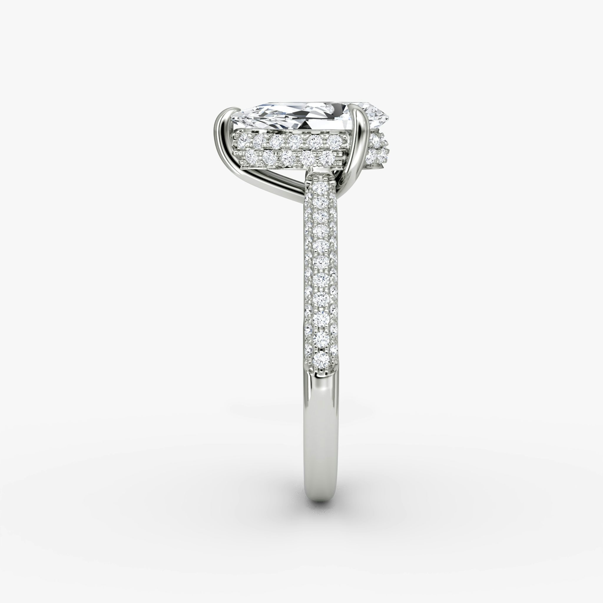 The Regal Pavé Dome | Pear | Platinum | bandAccent: Pavé | diamondOrientation: vertical | caratWeight: other