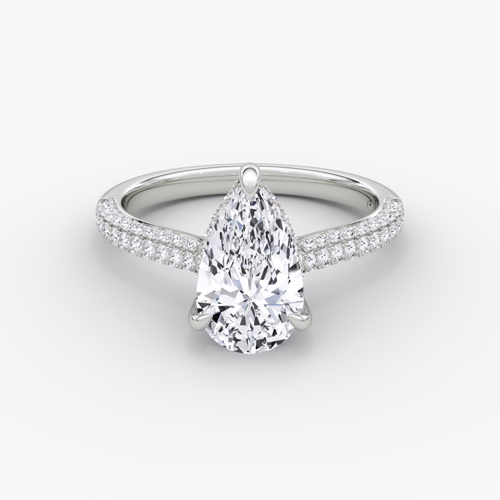 The Regal Pavé Dome | Pear | Platinum | bandAccent: Pavé | diamondOrientation: vertical | caratWeight: other
