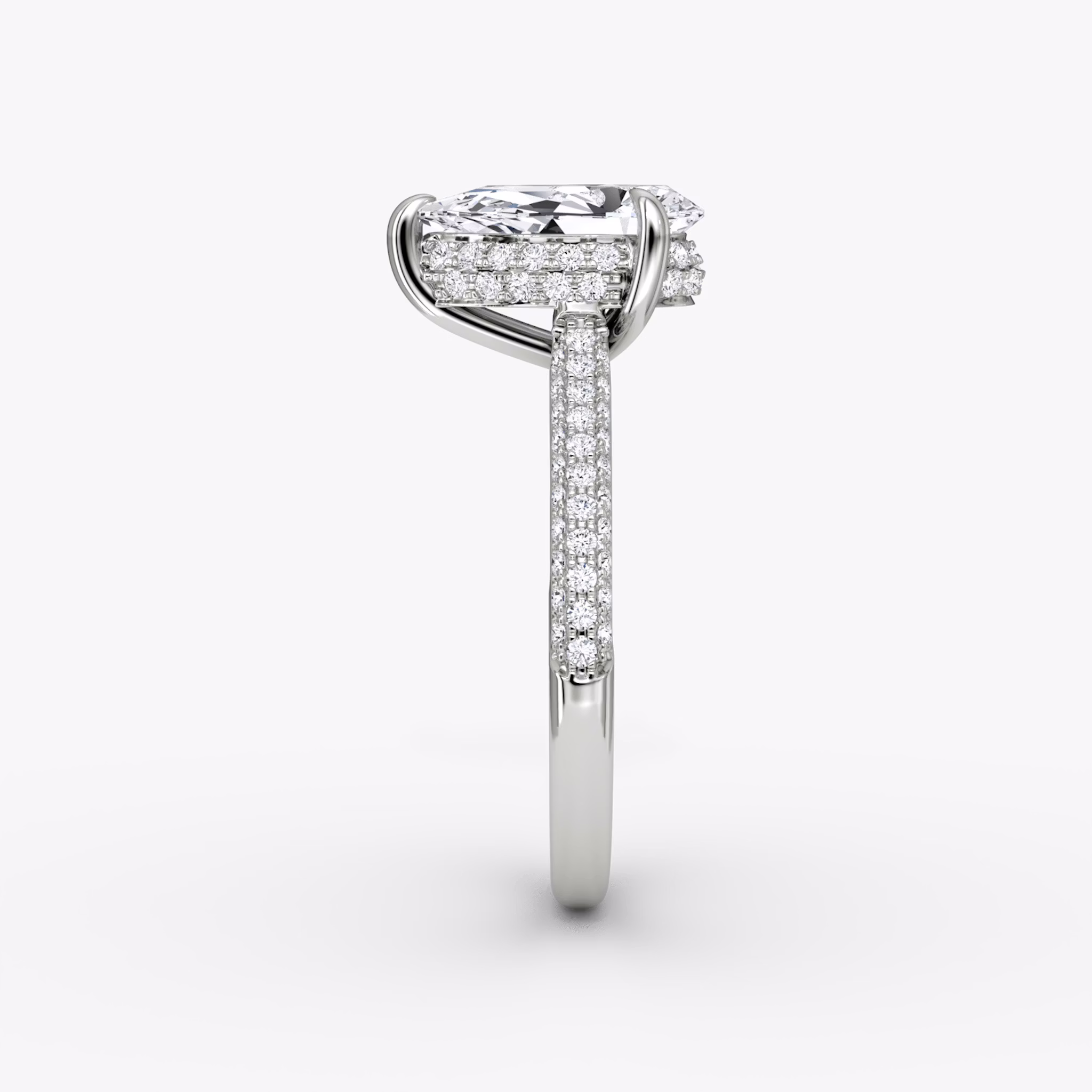 The Regal Pavé Dome | Pear | 18k | White Gold | bandAccent: Pavé | diamondOrientation: vertical | caratWeight: other