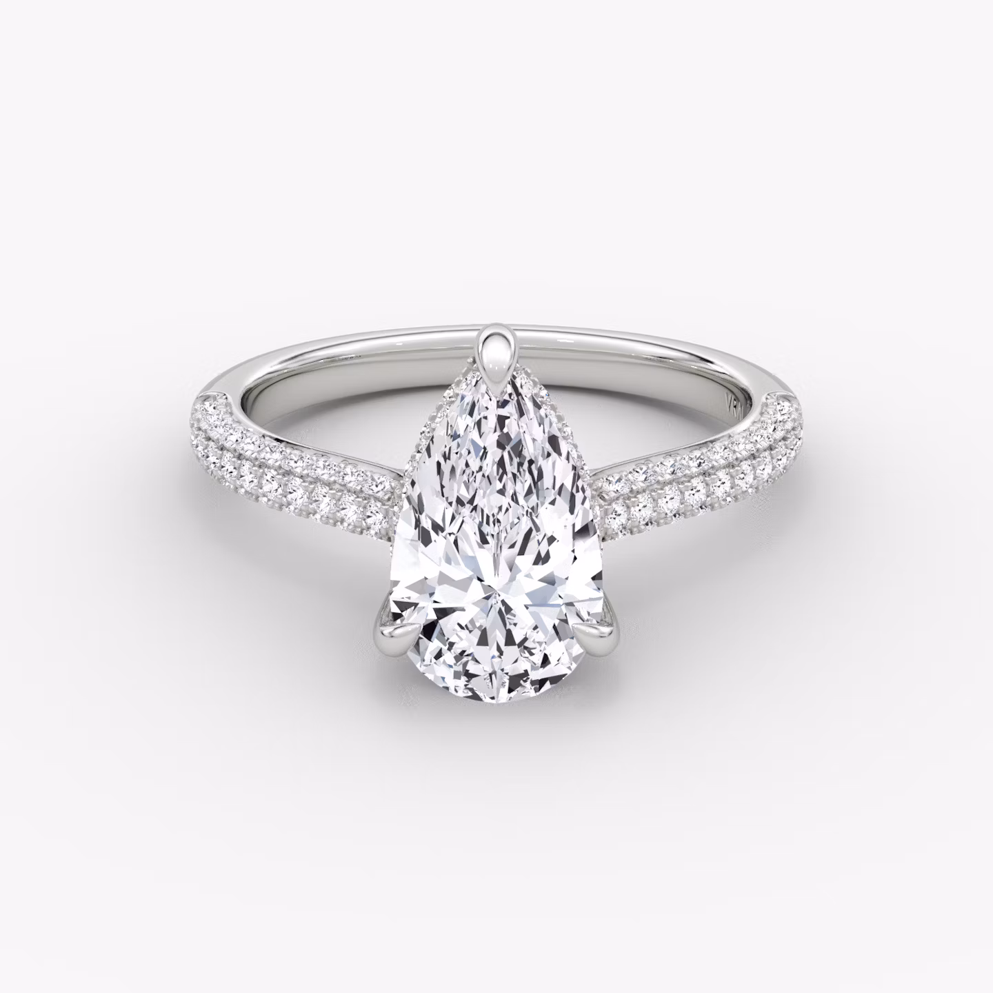The Regal Pavé Dome | Pear | 18k | White Gold | bandAccent: Pavé | diamondOrientation: vertical | caratWeight: other