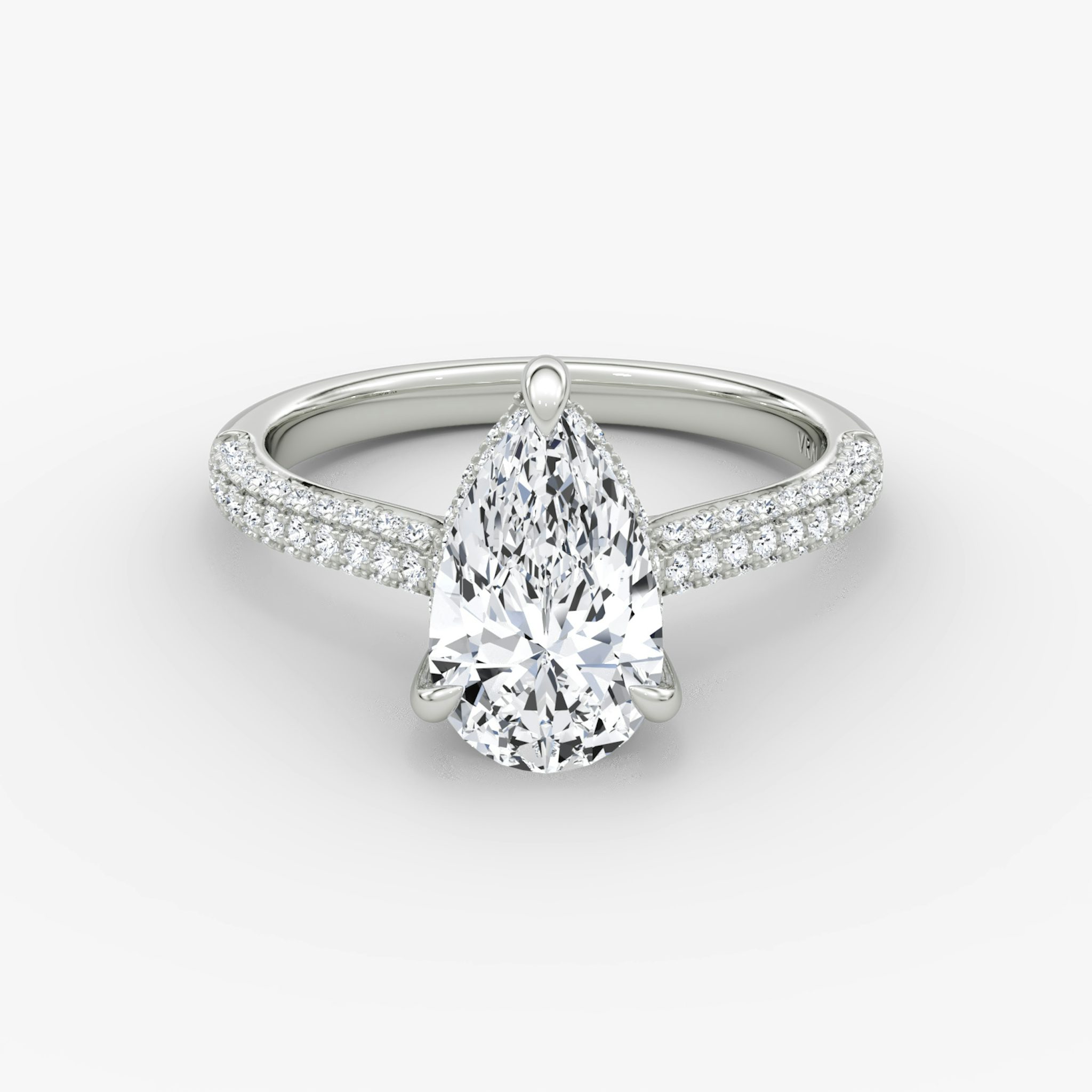 The Regal Pavé Dome | Pear | 18k | White Gold | bandAccent: Pavé | diamondOrientation: vertical | caratWeight: other