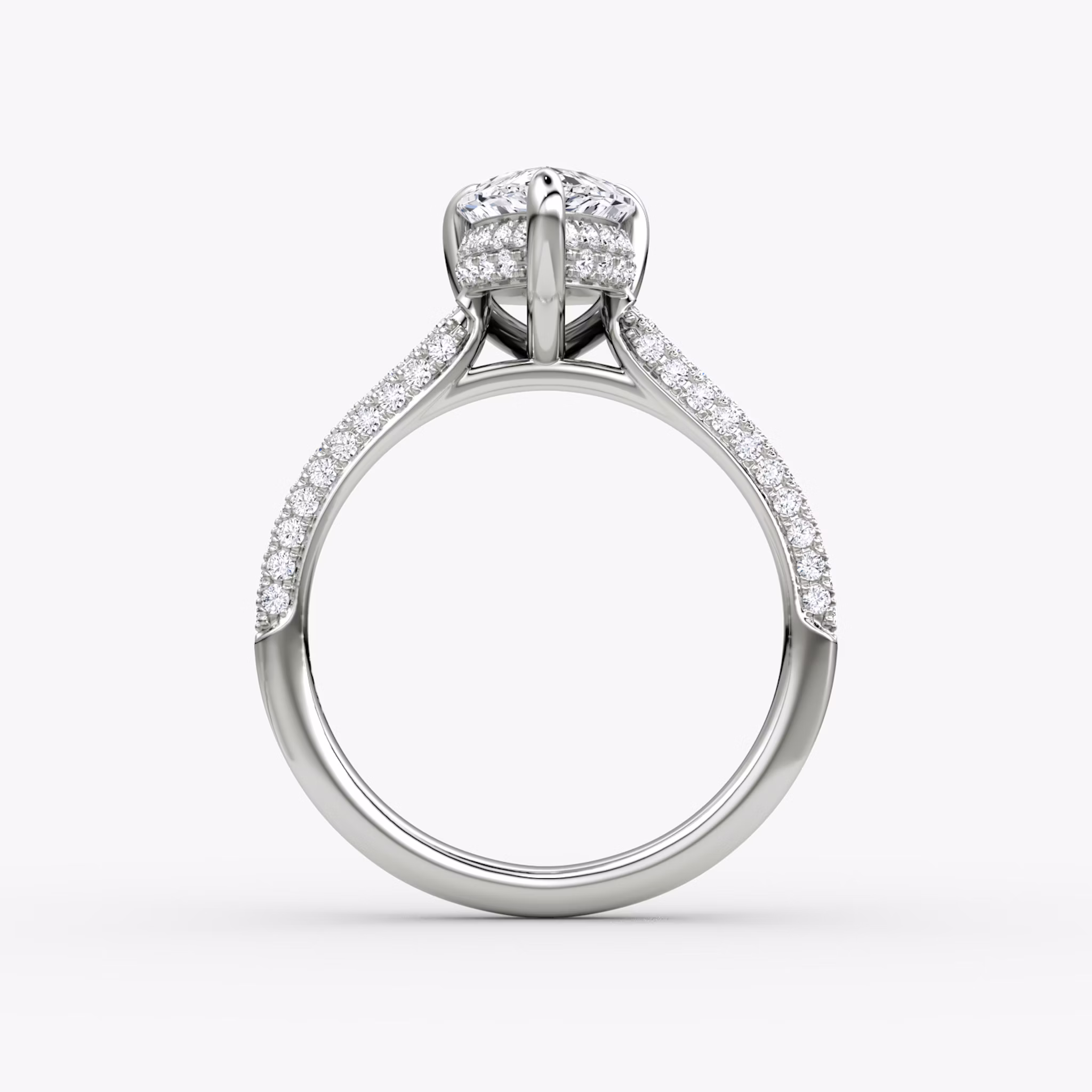 The Regal Pavé Dome | Pear | 18k | White Gold | bandAccent: Pavé | diamondOrientation: vertical | caratWeight: other