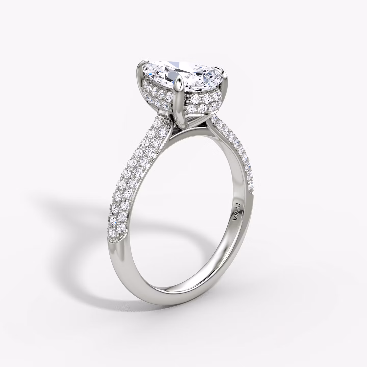 The Regal Pavé Dome Pear | White Gold