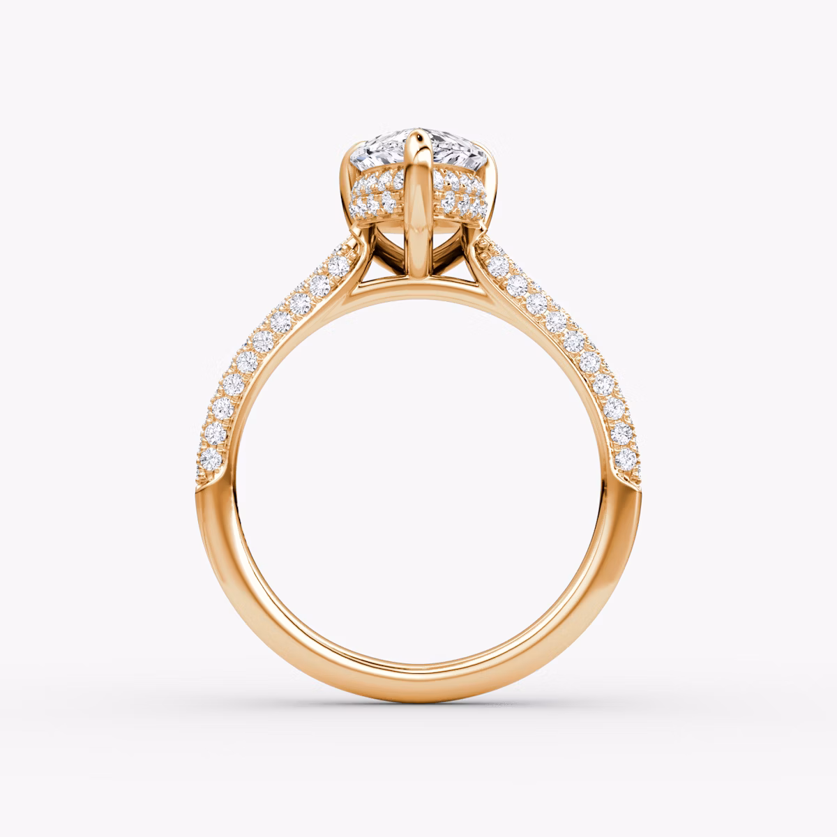 The Regal Pavé Dome | Pear | 14k | Rose Gold | bandAccent: Pavé | diamondOrientation: vertical | caratWeight: other