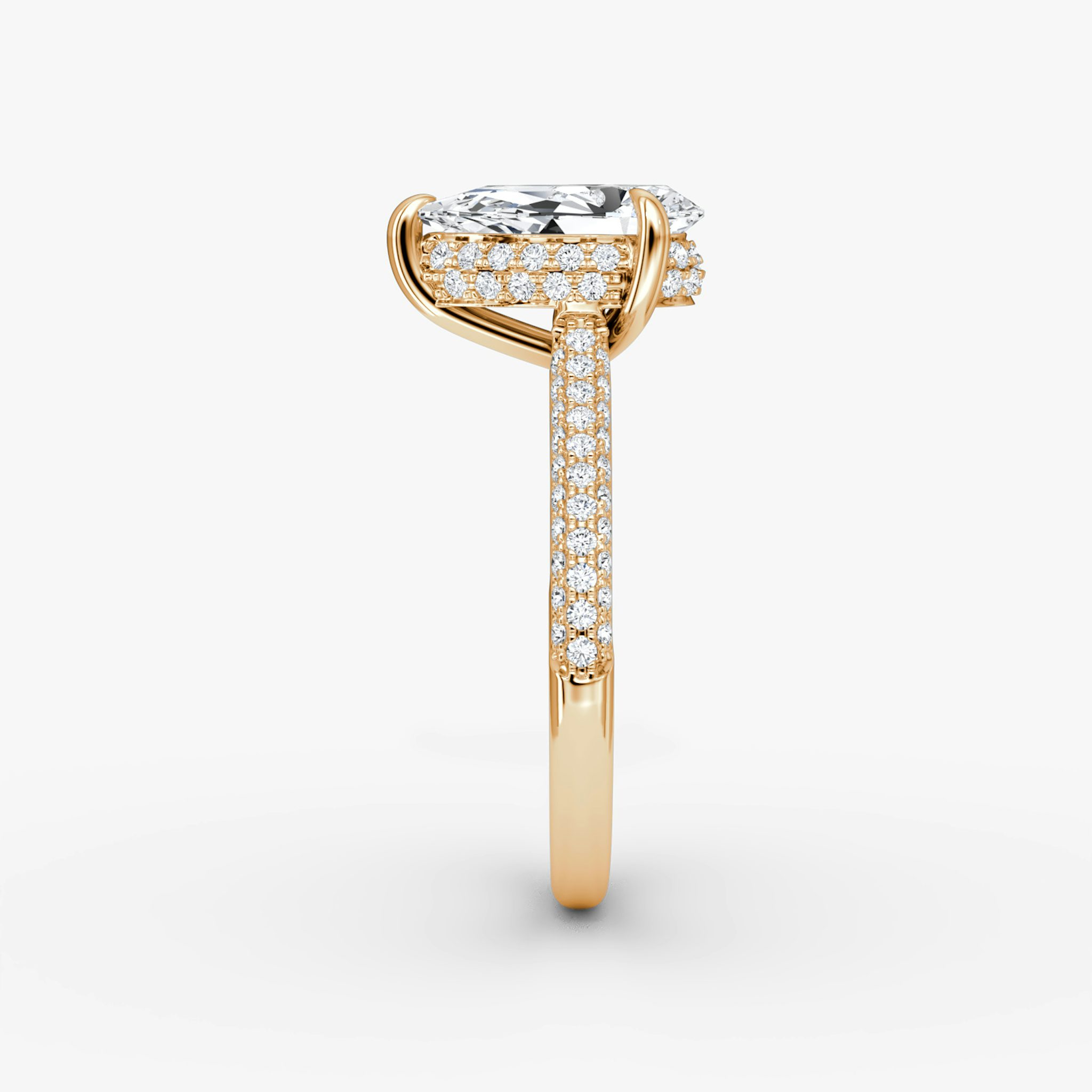The Regal Pavé Dome | Pear | 14k | Rose Gold | bandAccent: Pavé | diamondOrientation: vertical | caratWeight: other