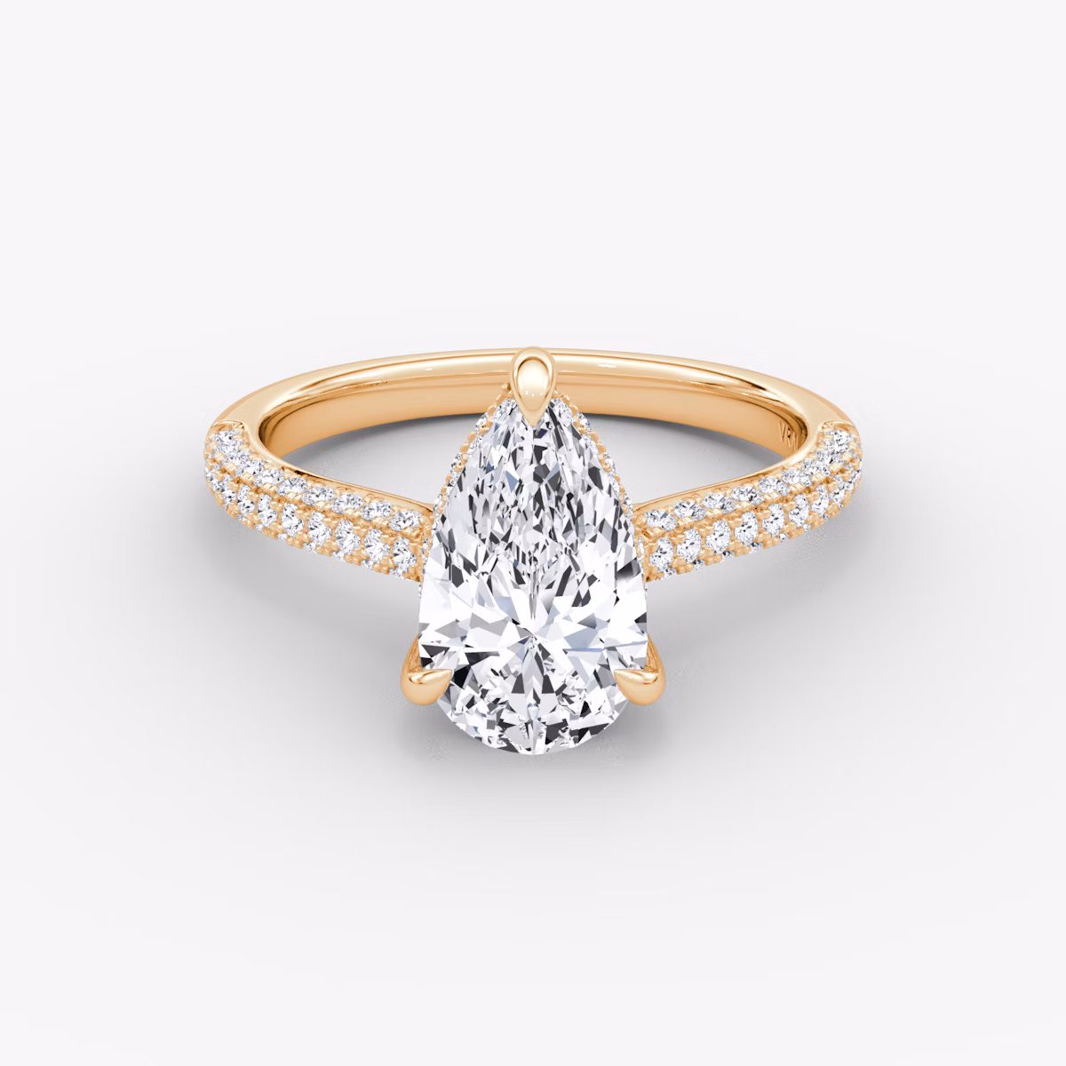 The Regal Pavé Dome | Pear | 14k | Rose Gold | bandAccent: Pavé | diamondOrientation: vertical | caratWeight: other