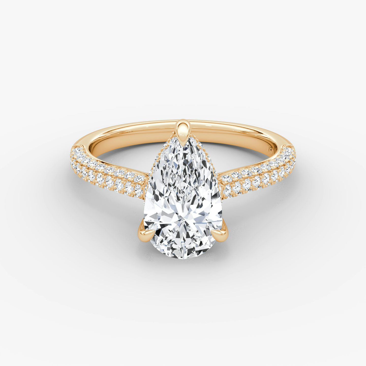 The Regal Pavé Dome | Pear | 14k | Rose Gold | bandAccent: Pavé | diamondOrientation: vertical | caratWeight: other