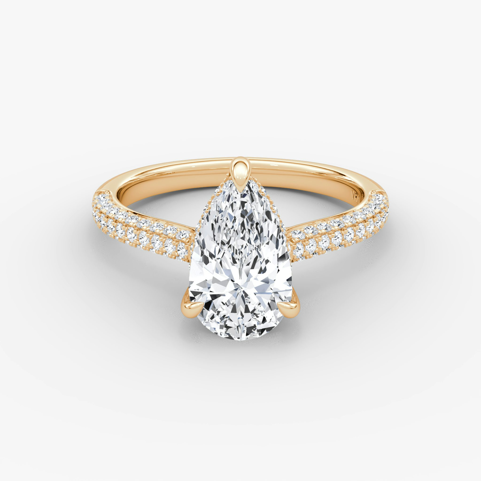 The Regal Pavé Dome | Pear | 14k | Rose Gold | bandAccent: Pavé | diamondOrientation: vertical | caratWeight: other