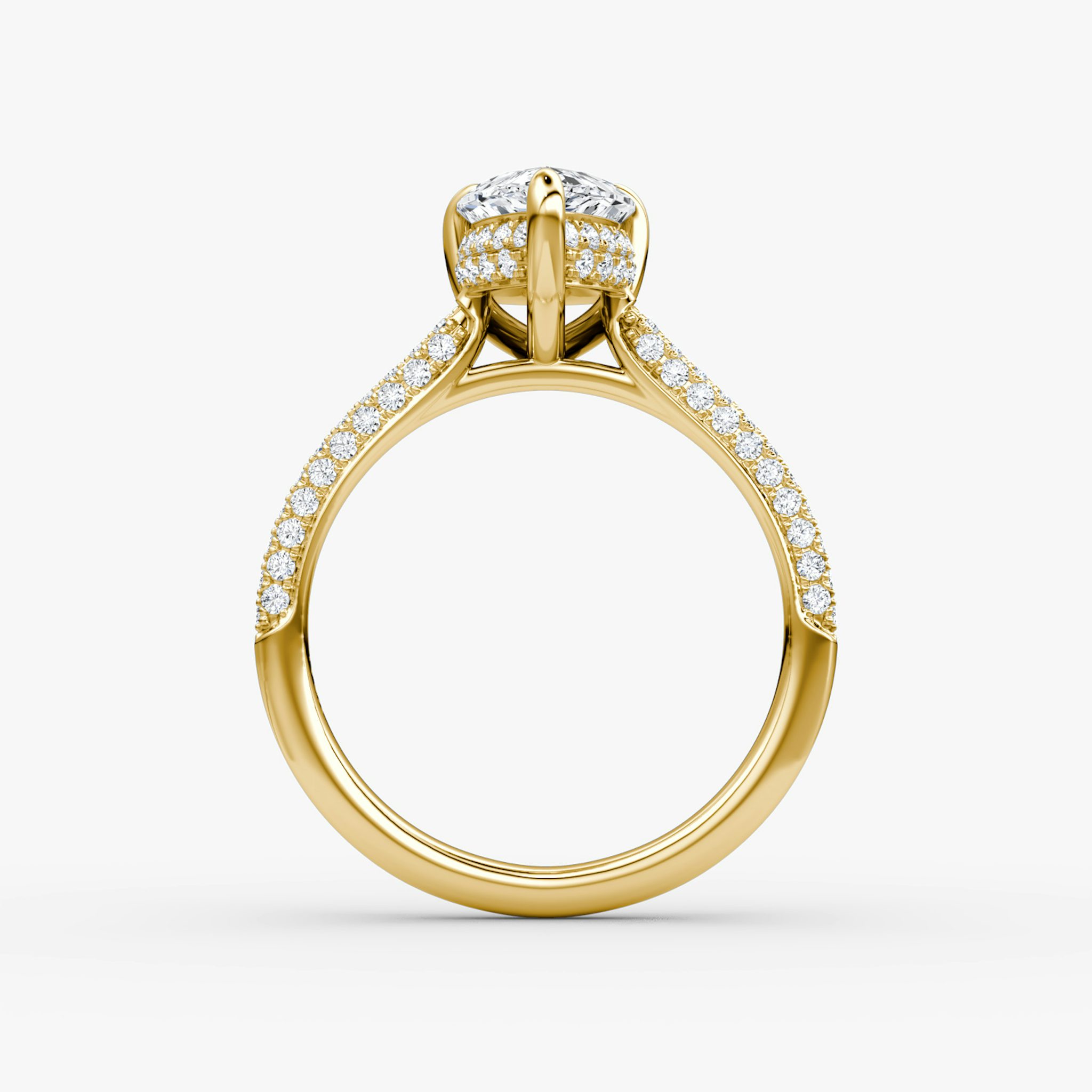 The Regal Pavé Dome | Pear | 18k | Yellow Gold | bandAccent: Pavé | diamondOrientation: vertical | caratWeight: other