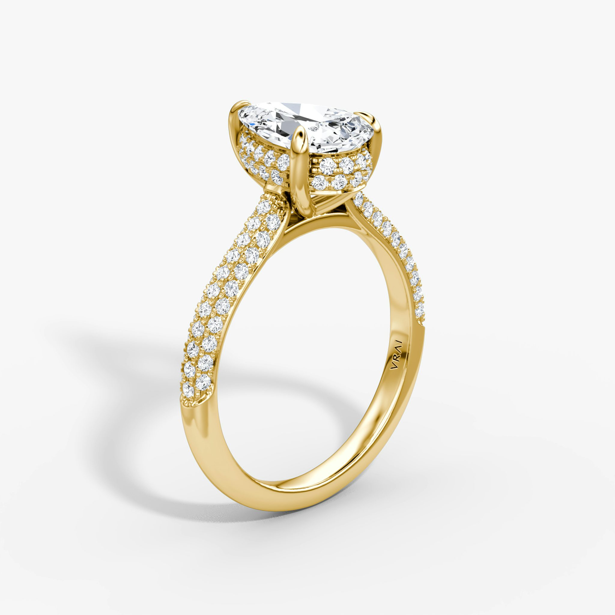 The Regal Pavé Dome | Pear | 18k | Yellow Gold | bandAccent: Pavé | diamondOrientation: vertical | caratWeight: other