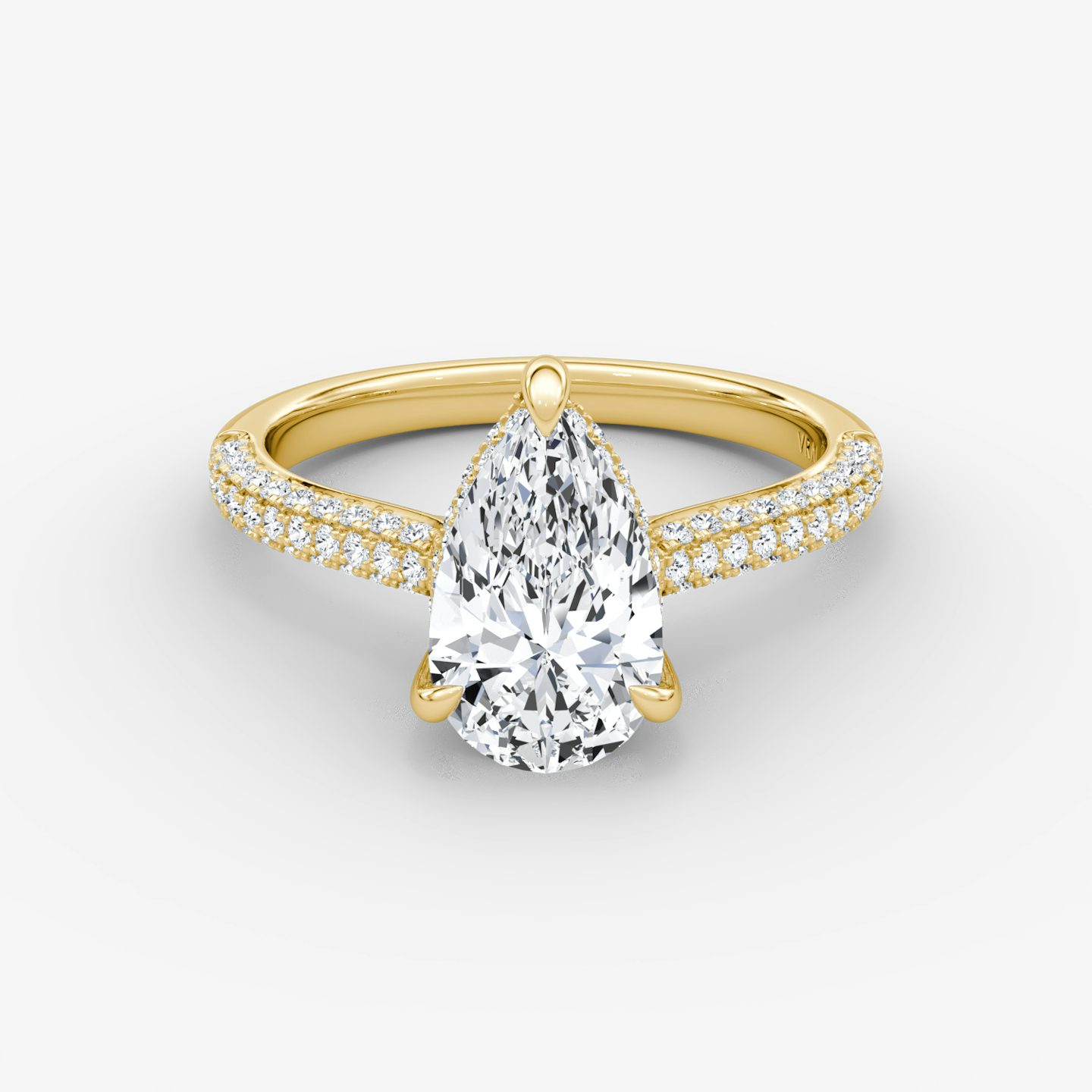 The Regal Pavé Dome | Pear | 18k | Yellow Gold | bandAccent: Pavé | diamondOrientation: vertical | caratWeight: other