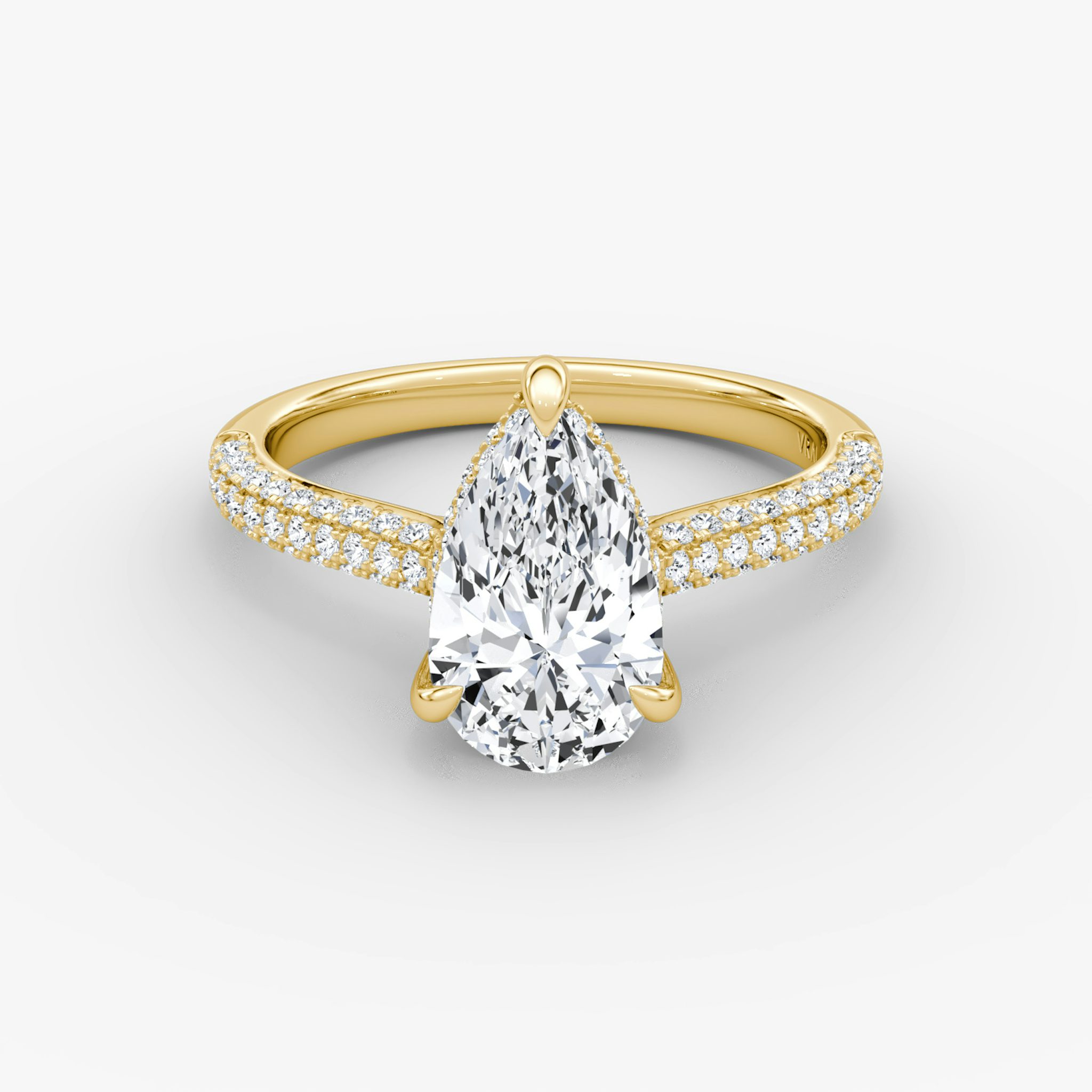 The Regal Pavé Dome | Pear | 18k | Yellow Gold | bandAccent: Pavé | diamondOrientation: vertical | caratWeight: other