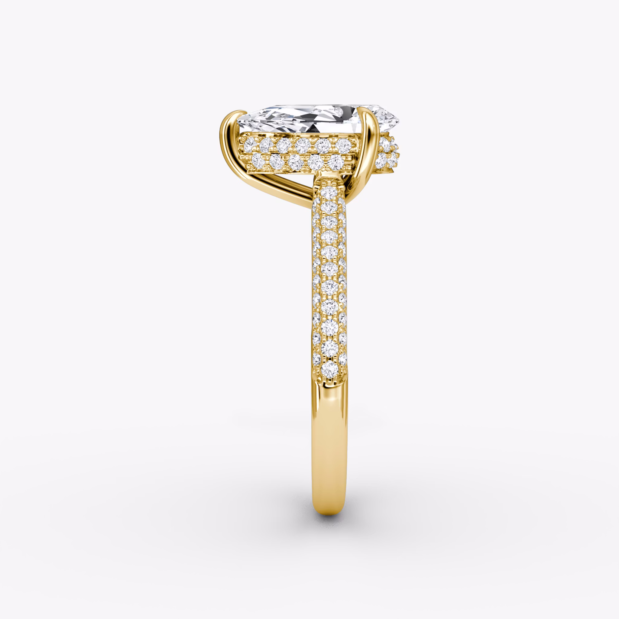 The Regal Pavé Dome | Pear | 18k | Yellow Gold | bandAccent: Pavé | diamondOrientation: vertical | caratWeight: other
