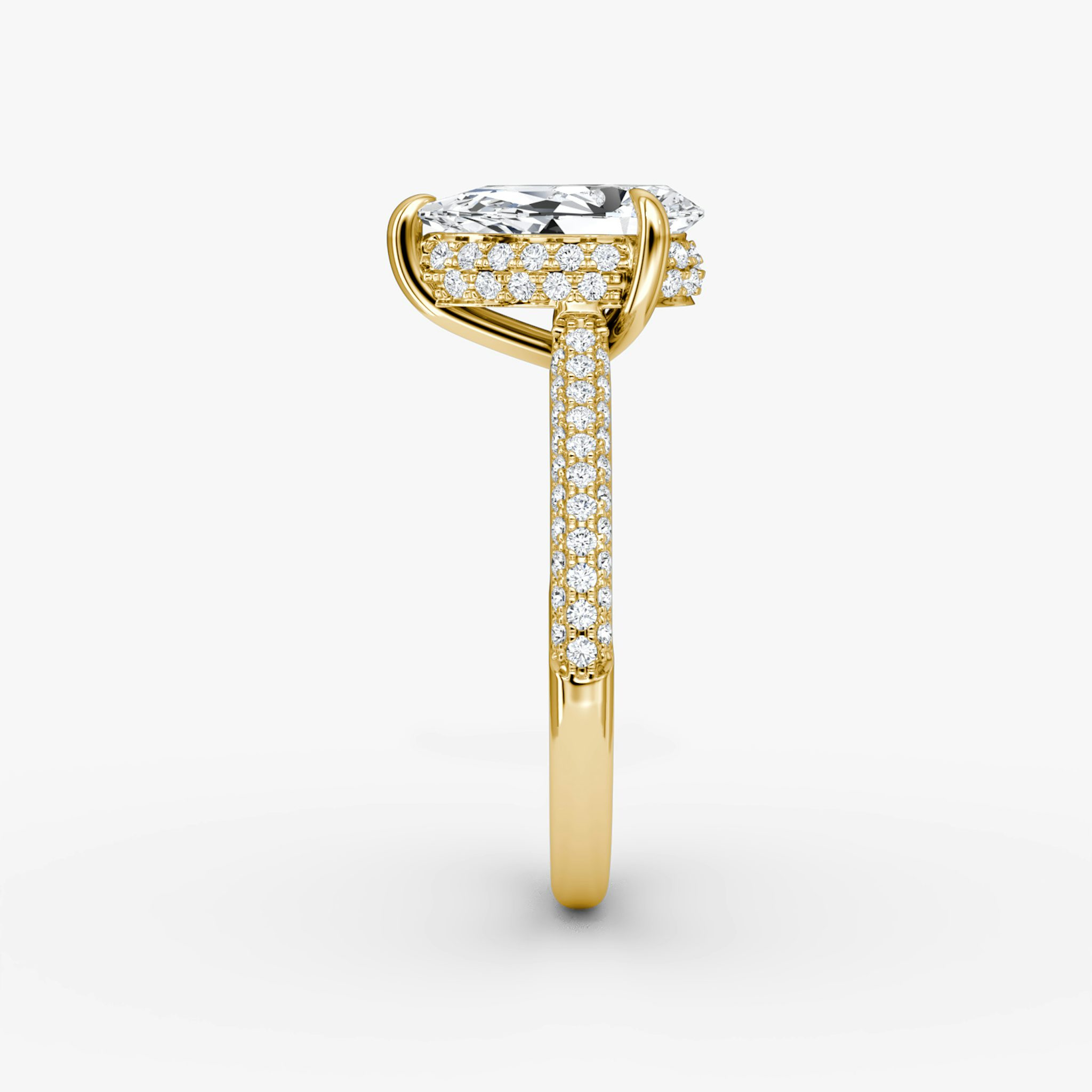 The Regal Pavé Dome | Pear | 18k | Yellow Gold | bandAccent: Pavé | diamondOrientation: vertical | caratWeight: other