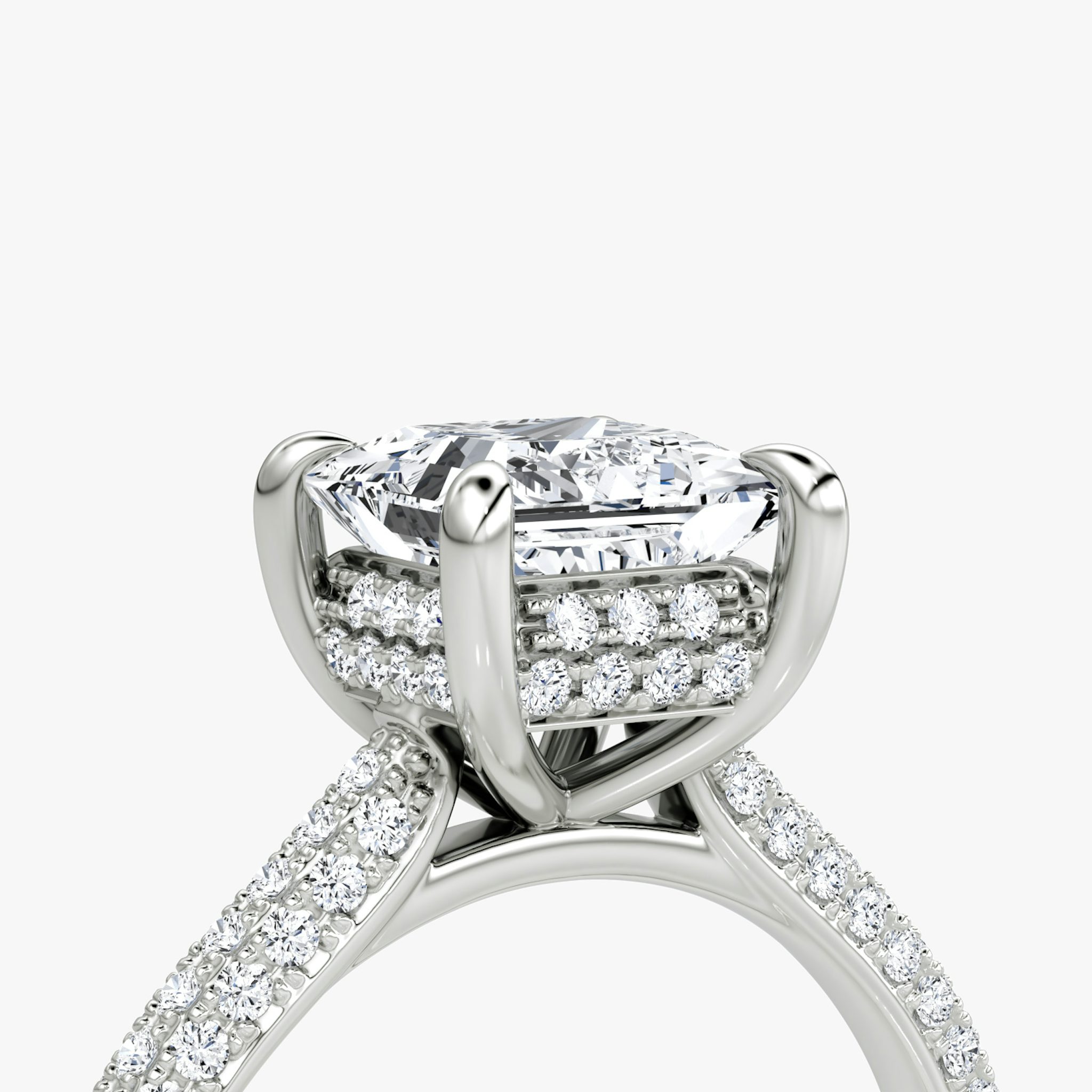 The Regal Pavé Dome | Princess | Platinum | bandAccent: Pavé | diamondOrientation: vertical | caratWeight: other