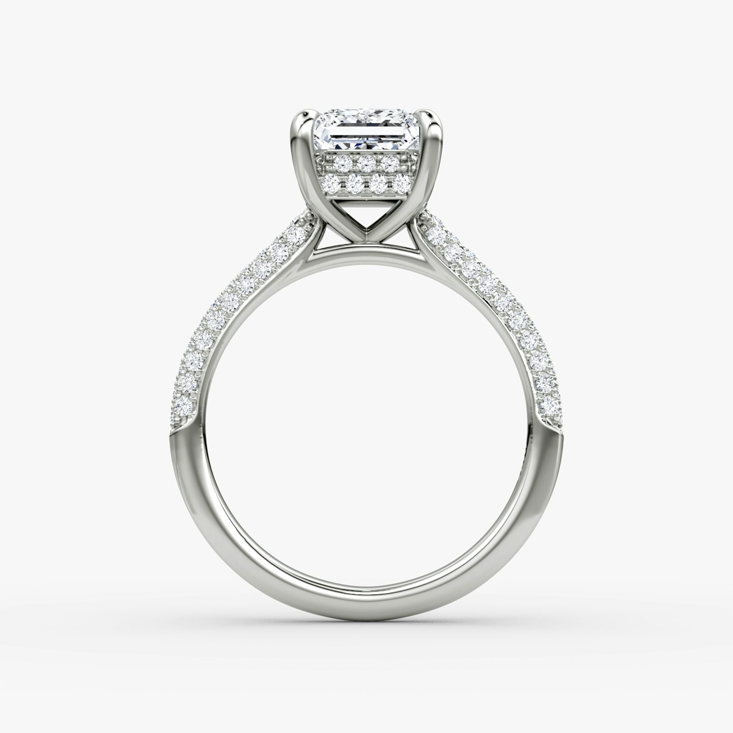 The Regal Pavé Dome | Princess | Platinum | bandAccent: Pavé | diamondOrientation: vertical | caratWeight: other